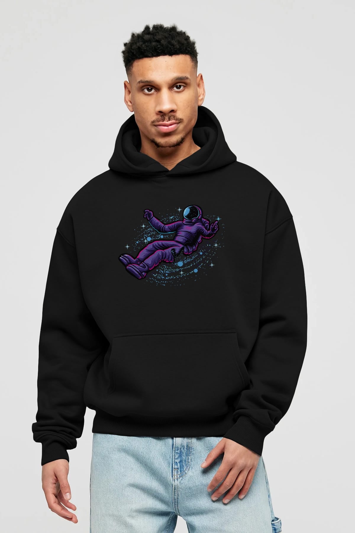 Having fun in outer space Ön Baskılı Hoodie Oversize Kapüşonlu Sweatshirt Erkek Kadın Unisex