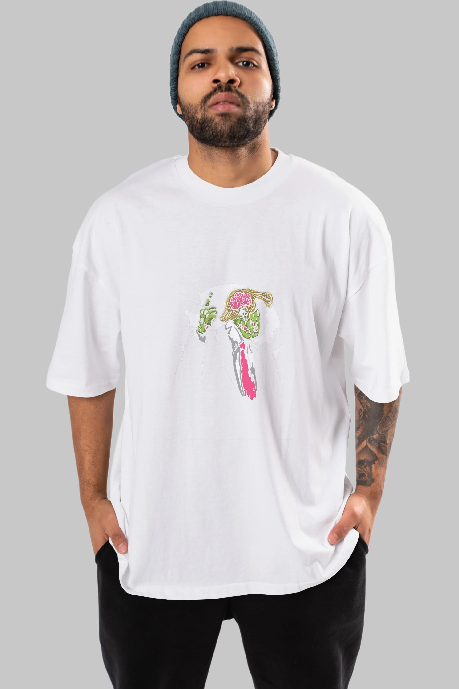 Make Zombie Great Again Ön Baskılı Oversize t-shirt Erkek Kadın Unisex %100 Pamuk tişort