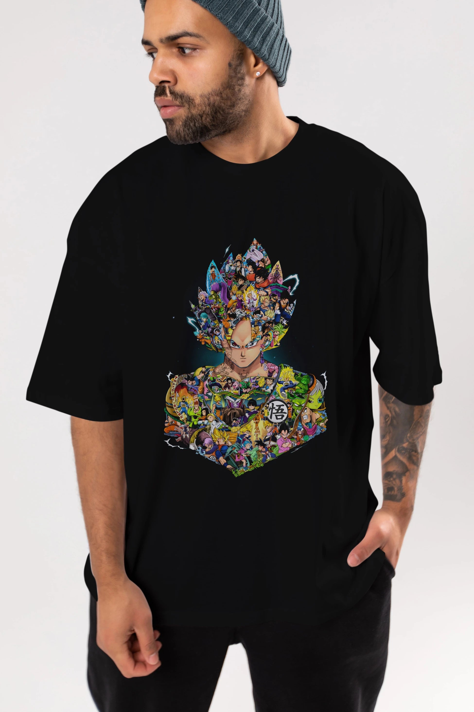 DRAGON BALL ART Anime Ön Baskılı Oversize t-shirt %100 pamuk Erkek Kadın Unisex