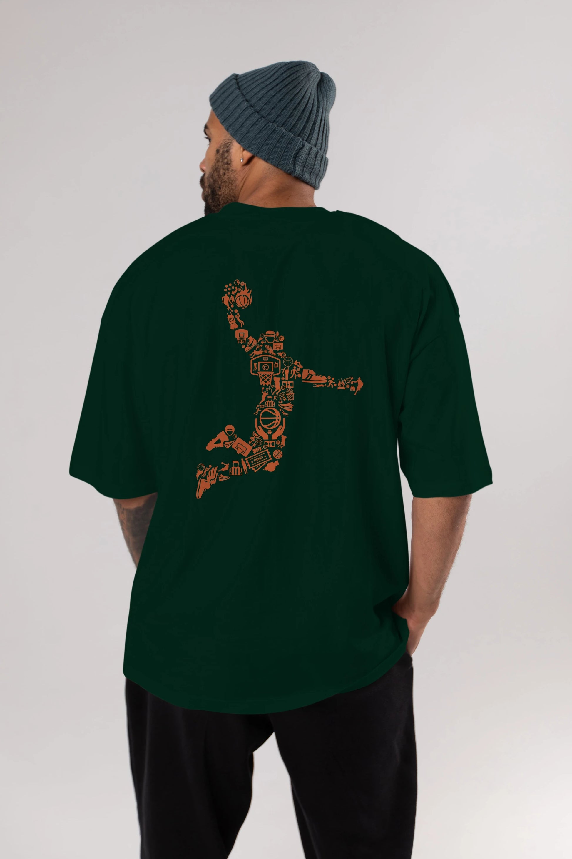 Basketball Player Arka Baskılı Oversize t-shirt %100 pamuk Erkek Kadın Unisex