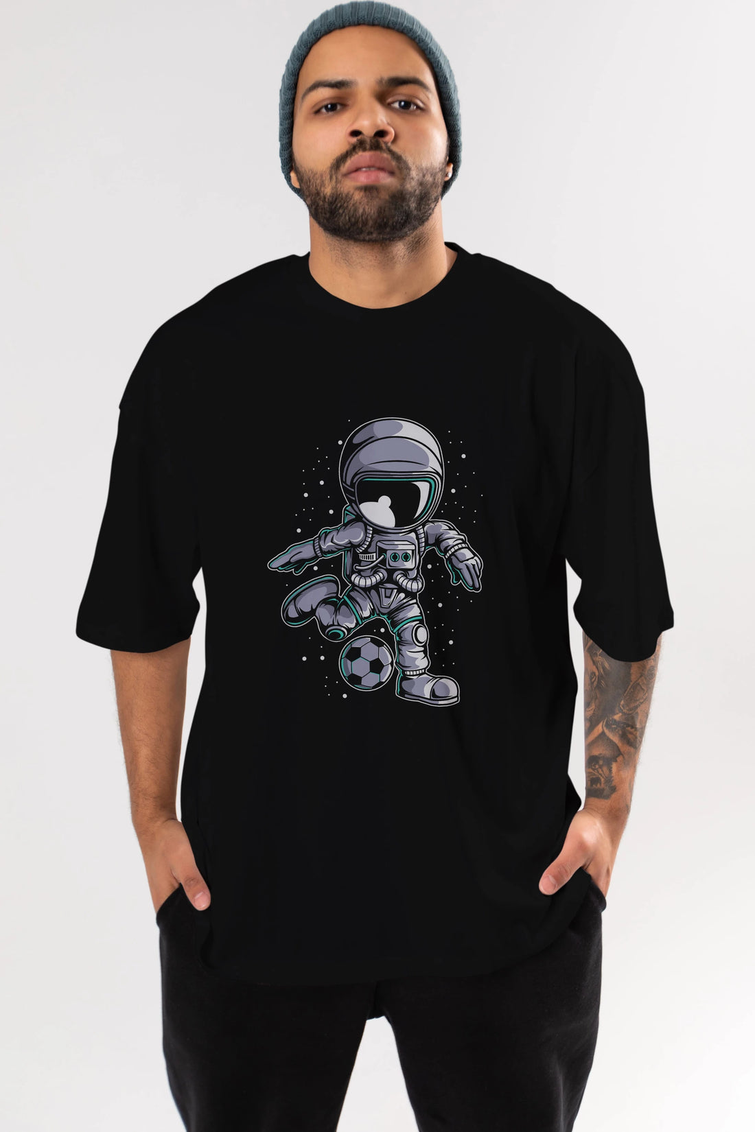 Astronaut Soccer (2) Ön Baskılı Oversize t-shirt Erkek Kadın Unisex