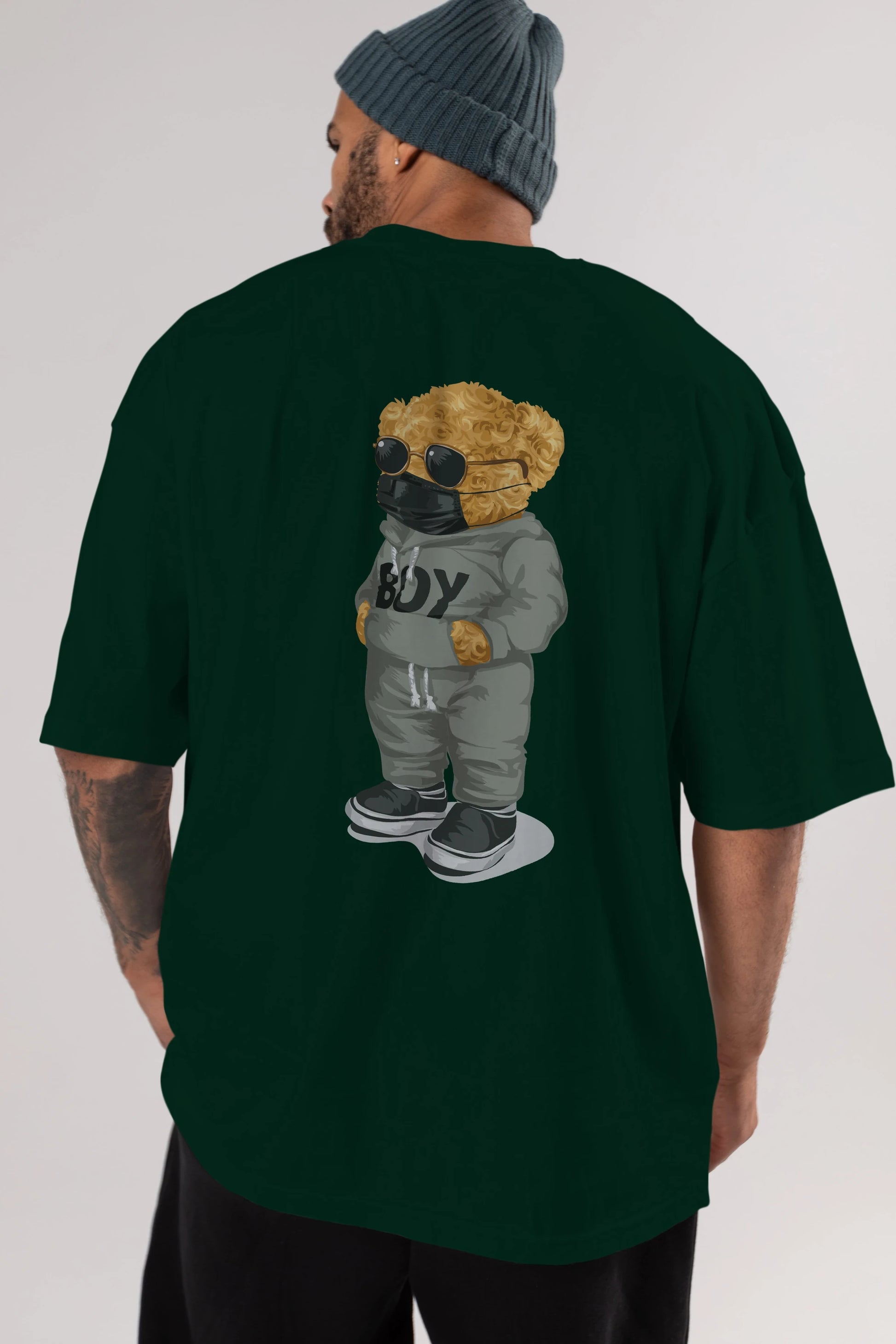 Teddy Bear Boy Arka Baskılı Oversize t-shirt Erkek Kadın Unisex %100 Pamuk