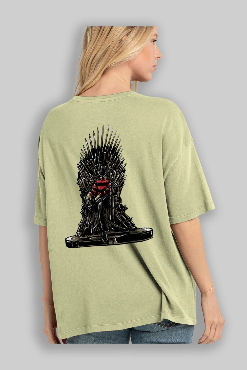 Nightmare Throne Arka Baskılı Oversize t-shirt Erkek Kadın Unisex %100 Pamuk