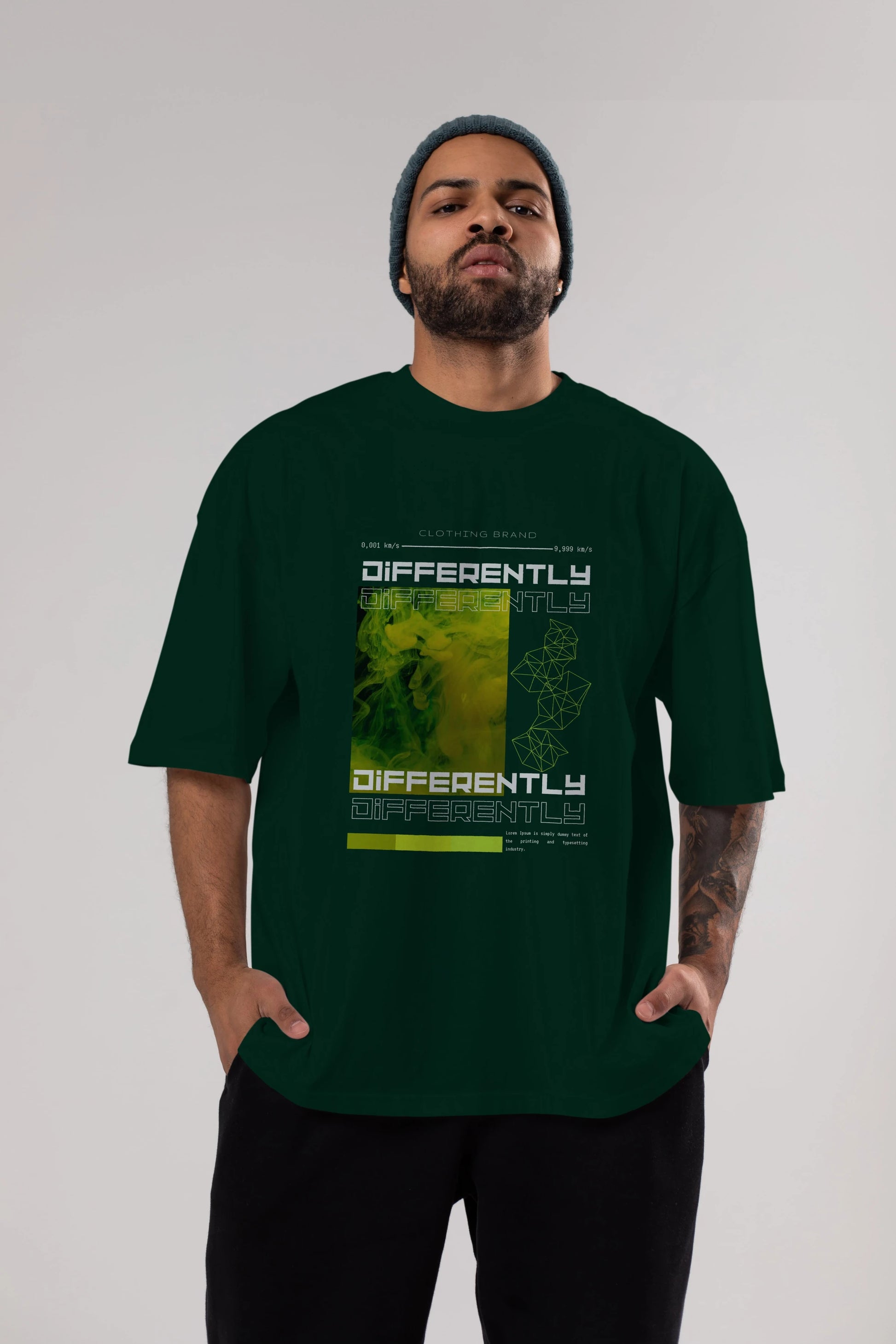 Differently Yazılı Ön Baskılı Oversize t-shirt Erkek Kadın Unisex