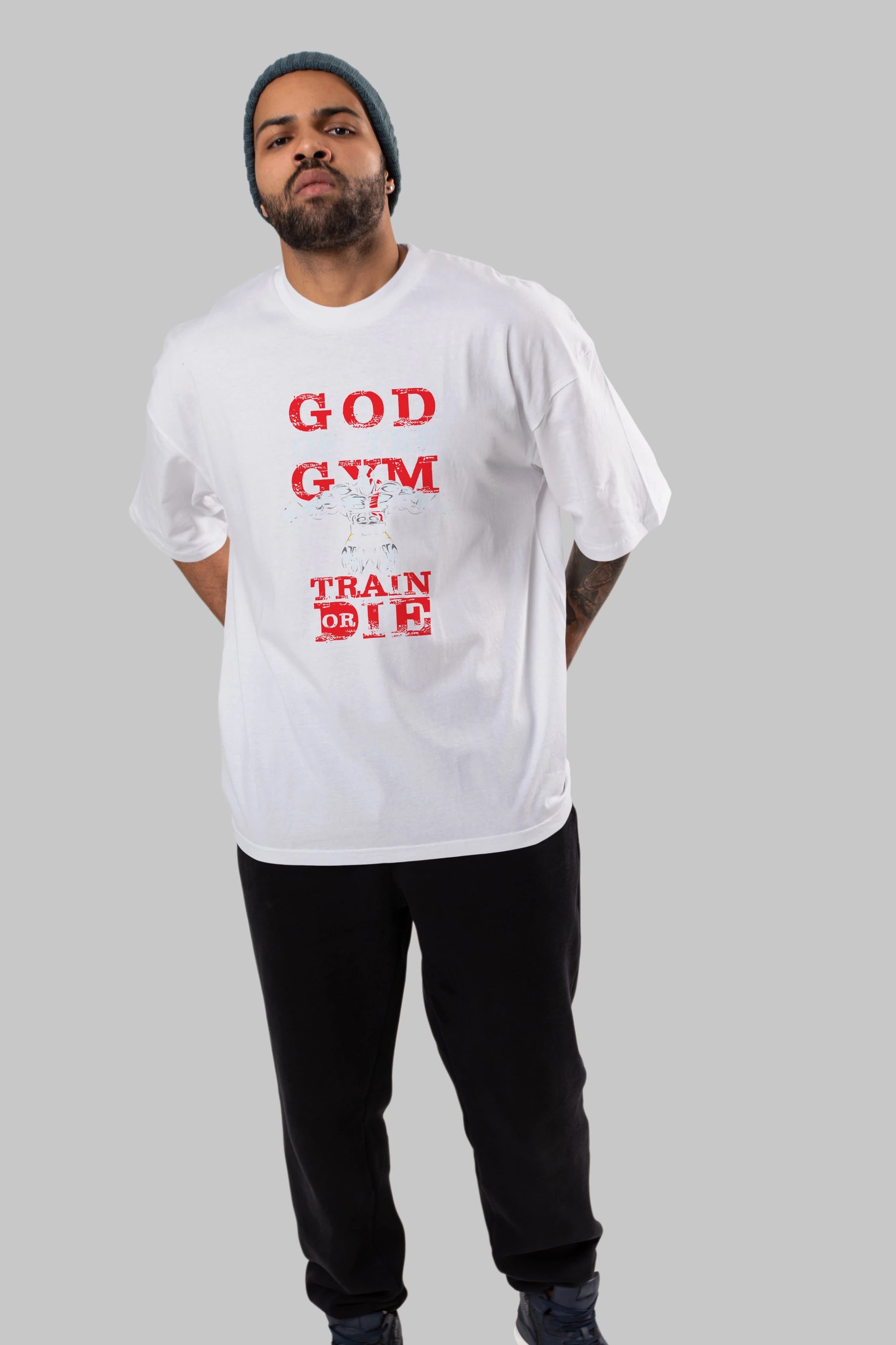 God of The GYM Ön Baskılı Oversize t-shirt Erkek Kadın Unisex %100 Pamuk Bisiklet Yaka tişort