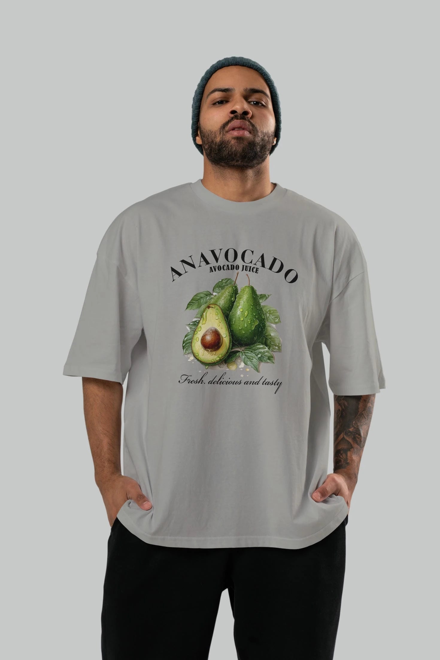Avocado Avokado Ön Baskılı Oversize t-shirt Erkek Kadın Pamuk Bisiklet Yaka tişort
