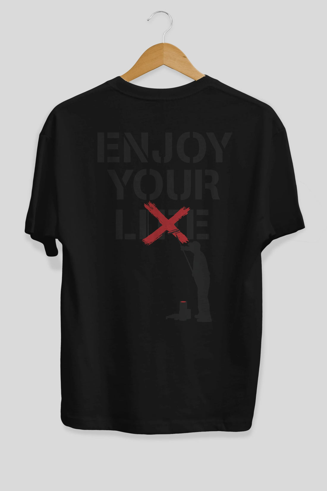 Enjoy Your Lie Arka Baskılı Oversize t-shirt %100 pamuk Erkek Kadın Unisex