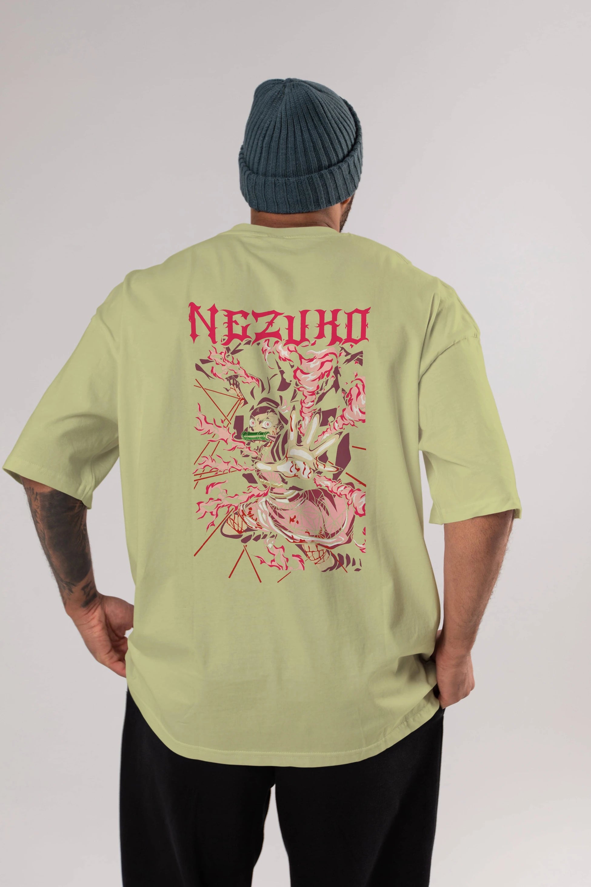 NEZUKO KAMADO Anime Arka Baskılı Oversize t-shirt Erkek Kadın Unisex