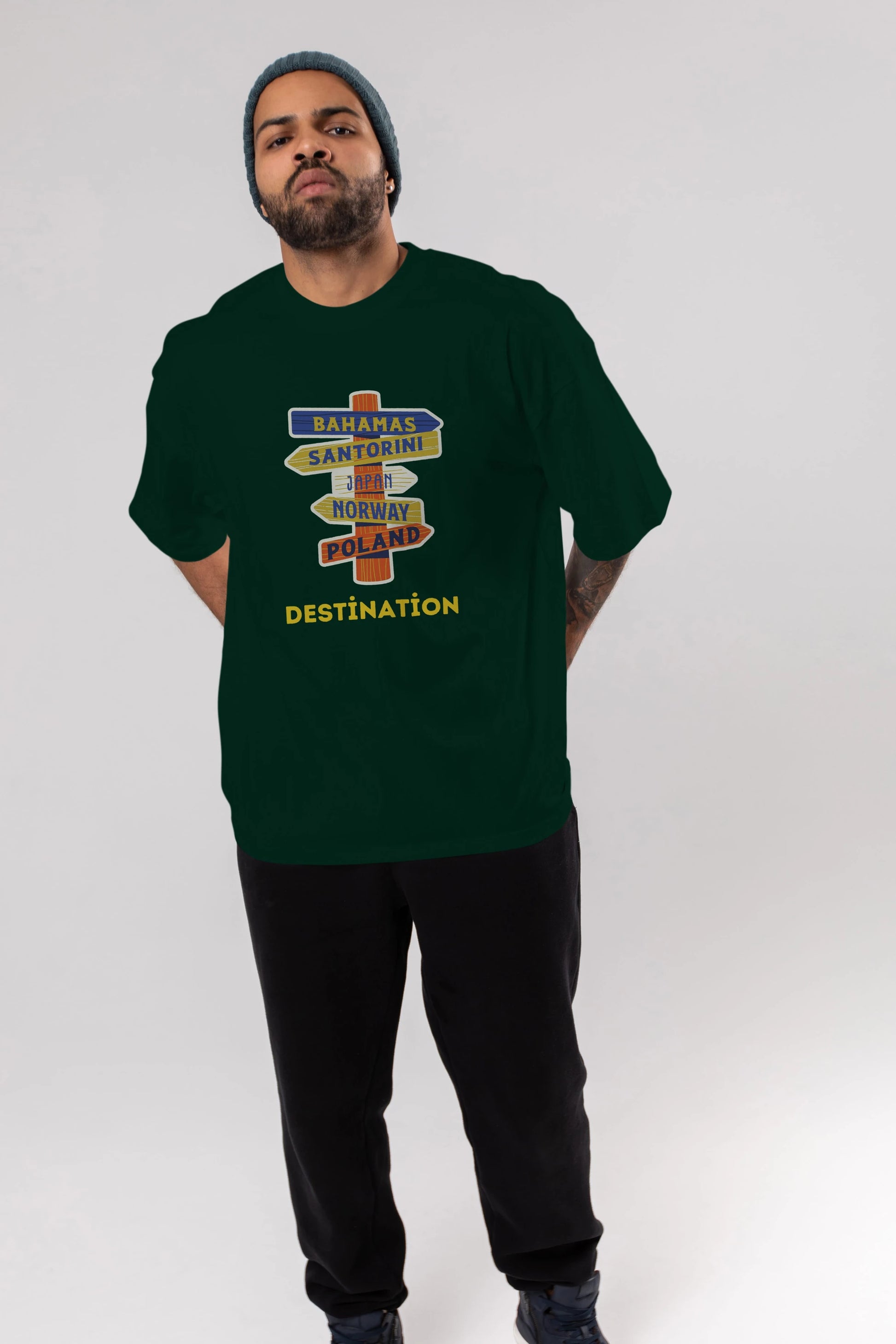 Destination Yazılı Ön Baskılı Oversize t-shirt Erkek Kadın Unisex
