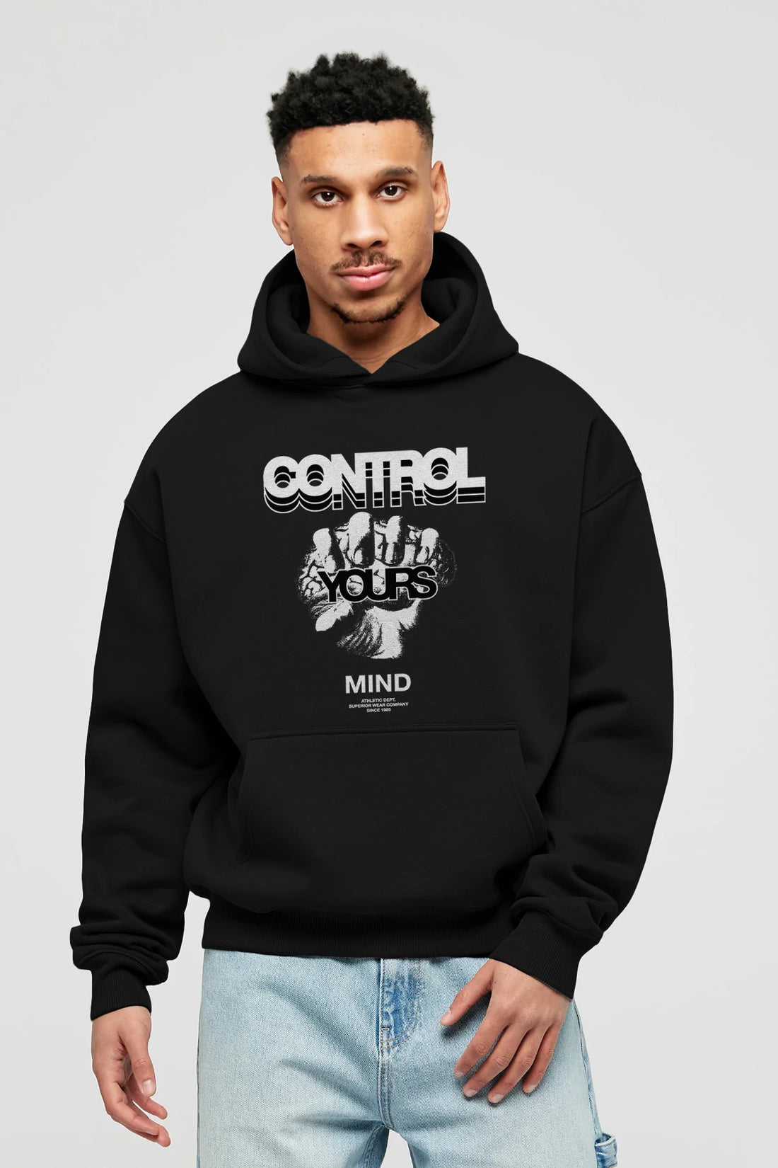 Control Your Mind Ön Baskılı Hoodie Oversize Kapüşonlu Sweatshirt Erkek Kadın Unisex