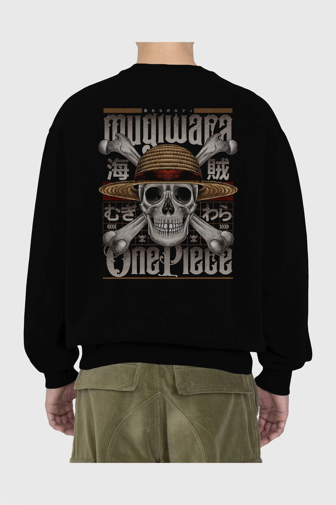 ONE PIECE (2) Anime Arka Baskılı Oversize Sweatshirt Erkek Kadın Unisex