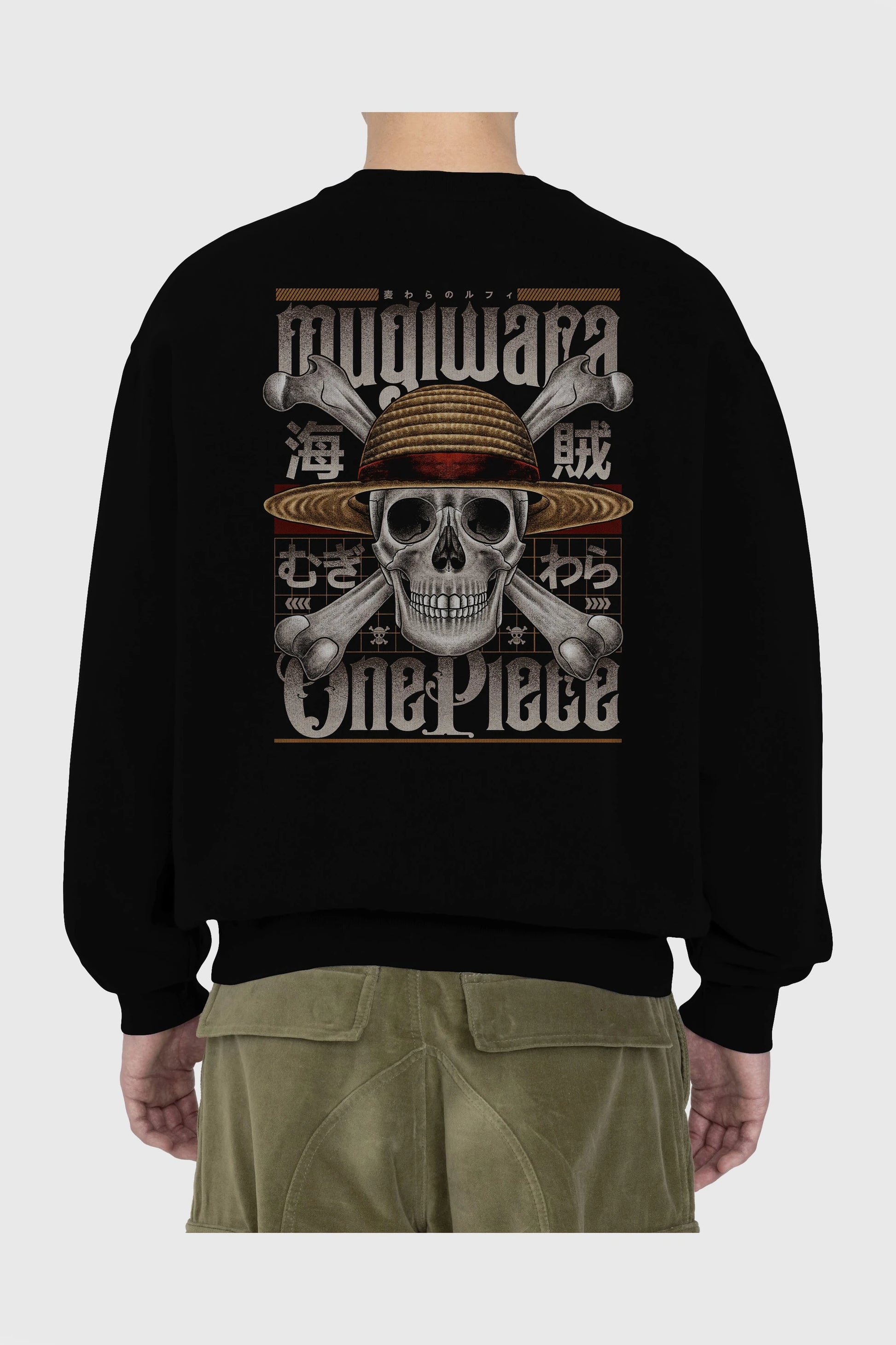 ONE PIECE (2) Anime Arka Baskılı Oversize Sweatshirt Erkek Kadın Unisex