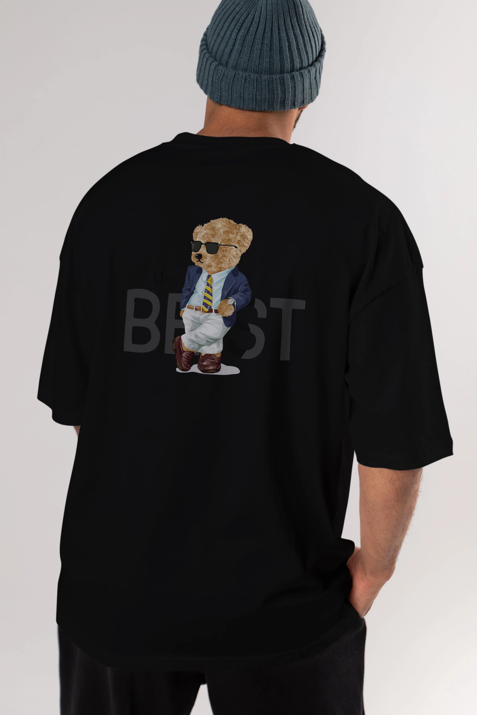 Teddy Bear The Best Arka Baskılı Oversize t-shirt Erkek Kadın Unisex %100 Pamuk