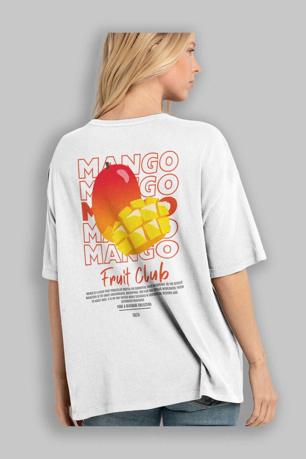 Mango Arka Baskılı Oversize t-shirt Erkek Kadın Pamuk Bisiklet Yaka tişort