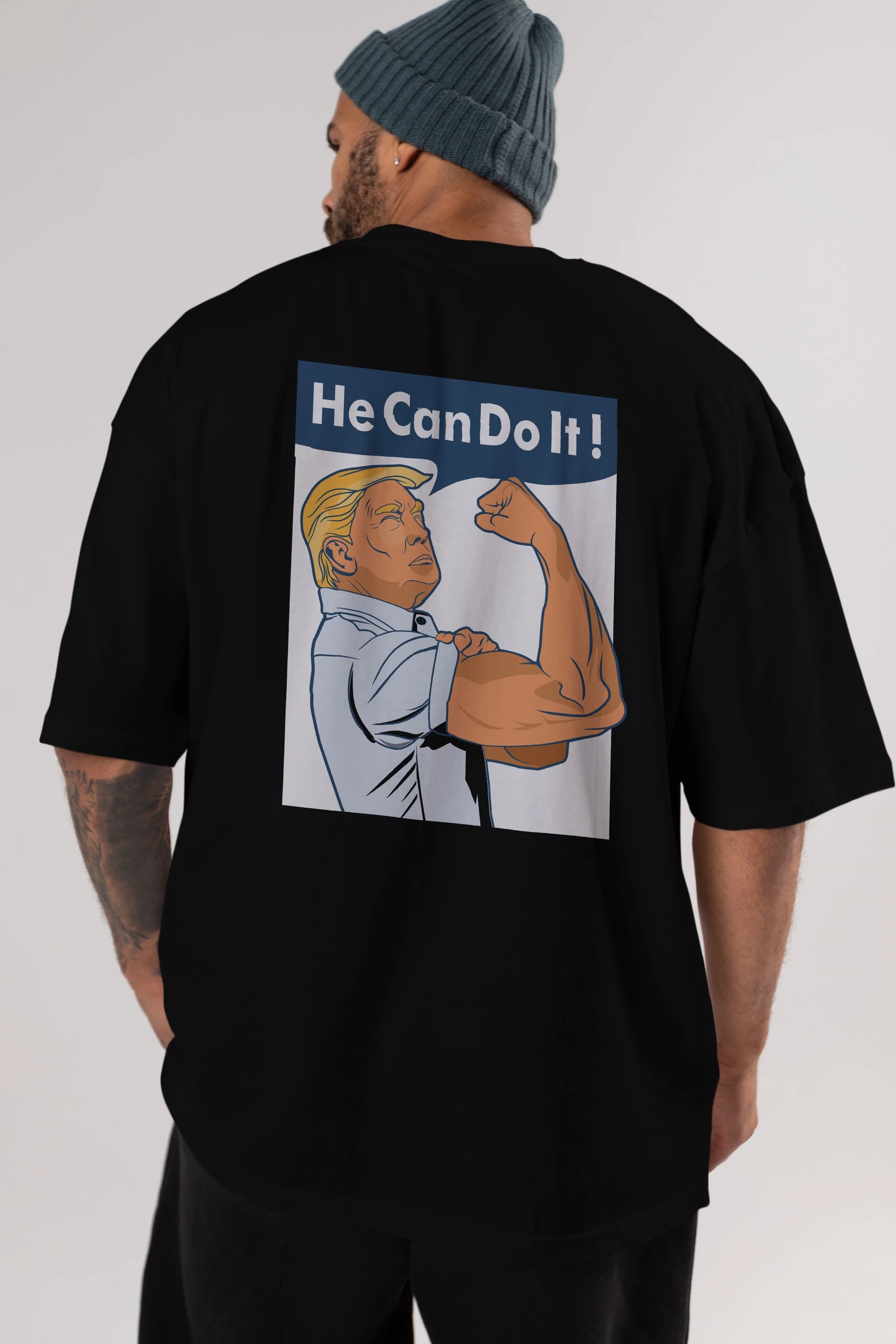 He Can Do It Trump Arka Baskılı Oversize t-shirt Erkek Kadın Unisex %100 Pamuk tişort