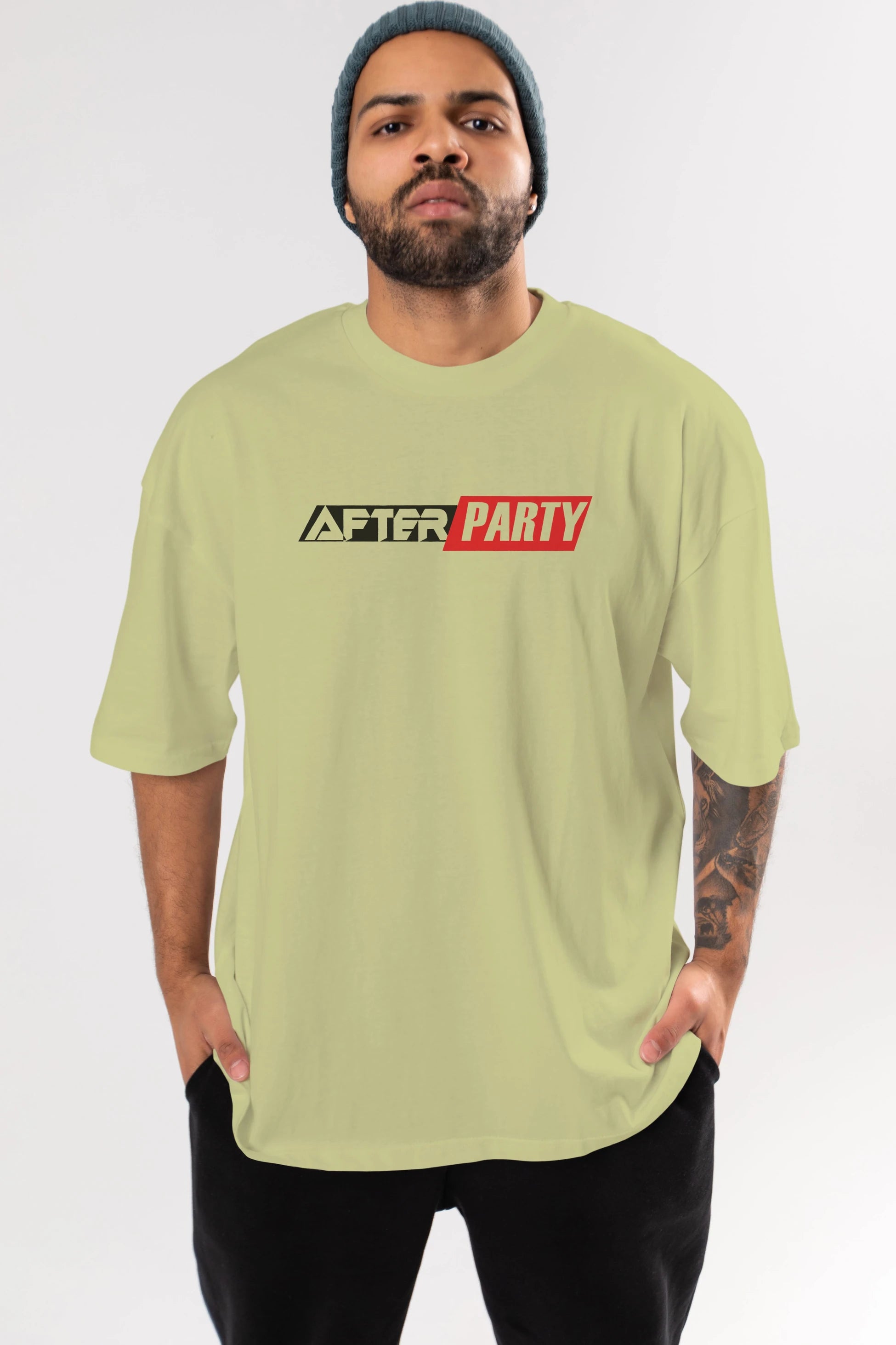 After Party Ön Baskılı Oversize t-shirt %100 pamuk Erkek Kadın Unisex