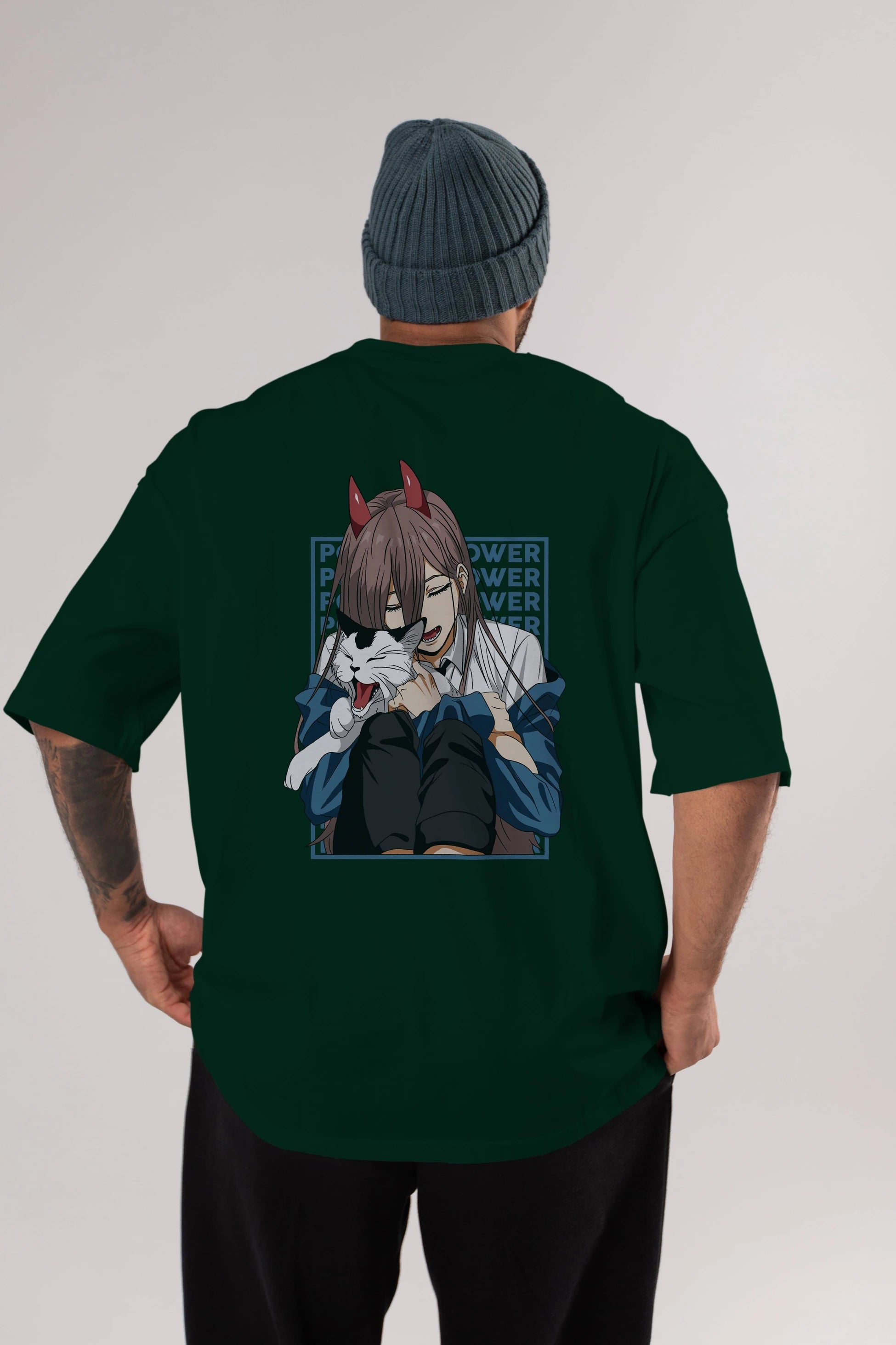 POWER CHAINSAWMAN Anime Arka Baskılı Oversize t-shirt Erkek Kadın Unisex