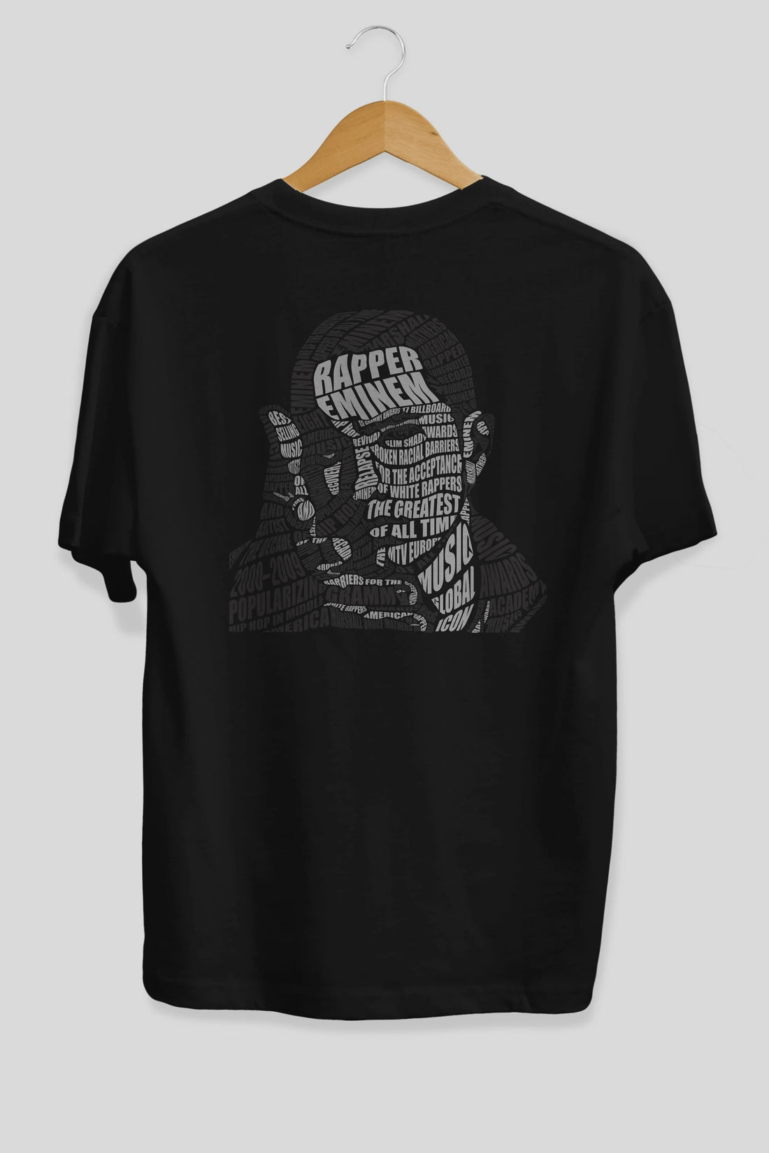 Eminem Calligram Arka Baskılı Oversize t-shirt %100 pamuk Erkek Kadın Unisex