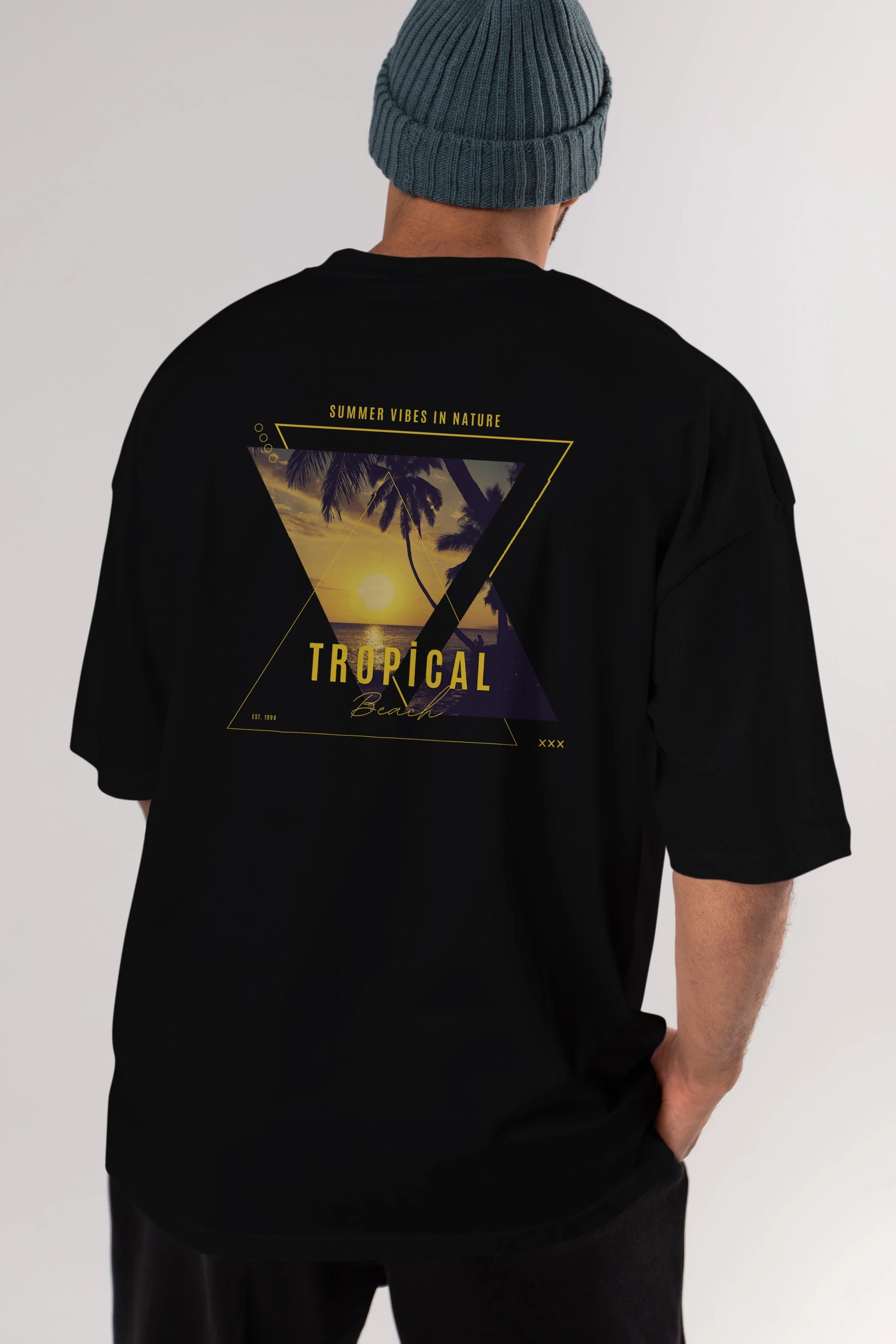 Summer Vibes Yazılı Arka Baskılı Oversize t-shirt Erkek Kadın Unisex