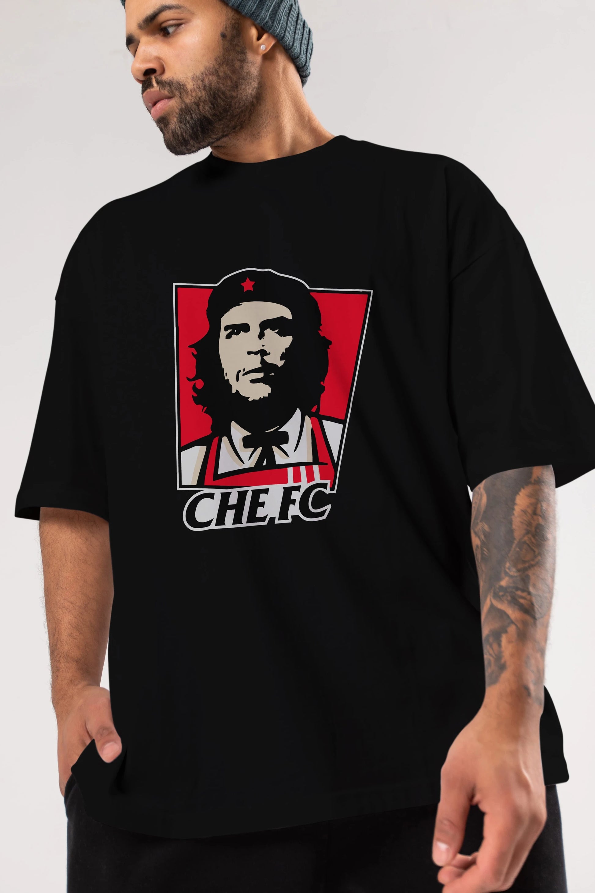 Che FC Ön Baskılı Oversize t-shirt Erkek Kadın Unisex %100 Pamuk Bisiklet Yaka tişort