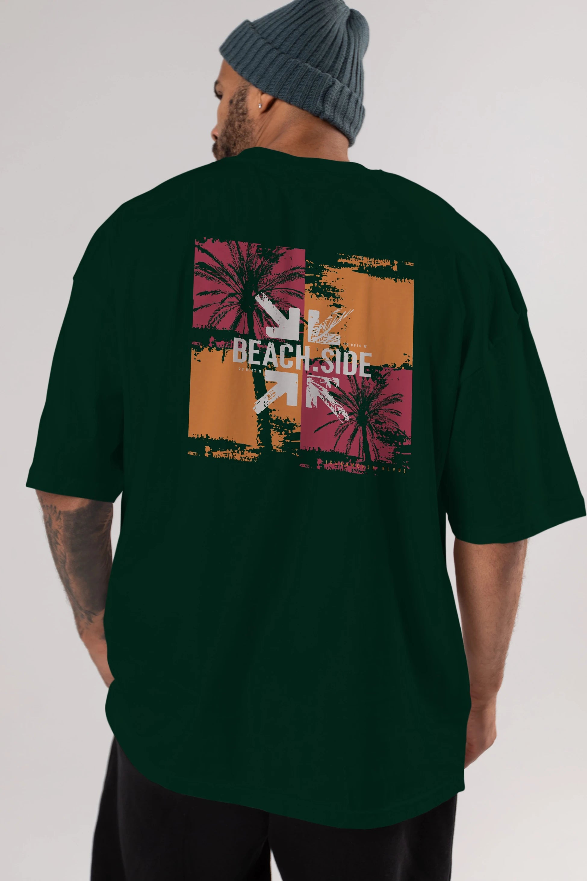 Beach Side Arka Baskılı Oversize t-shirt Erkek Kadın Unisex