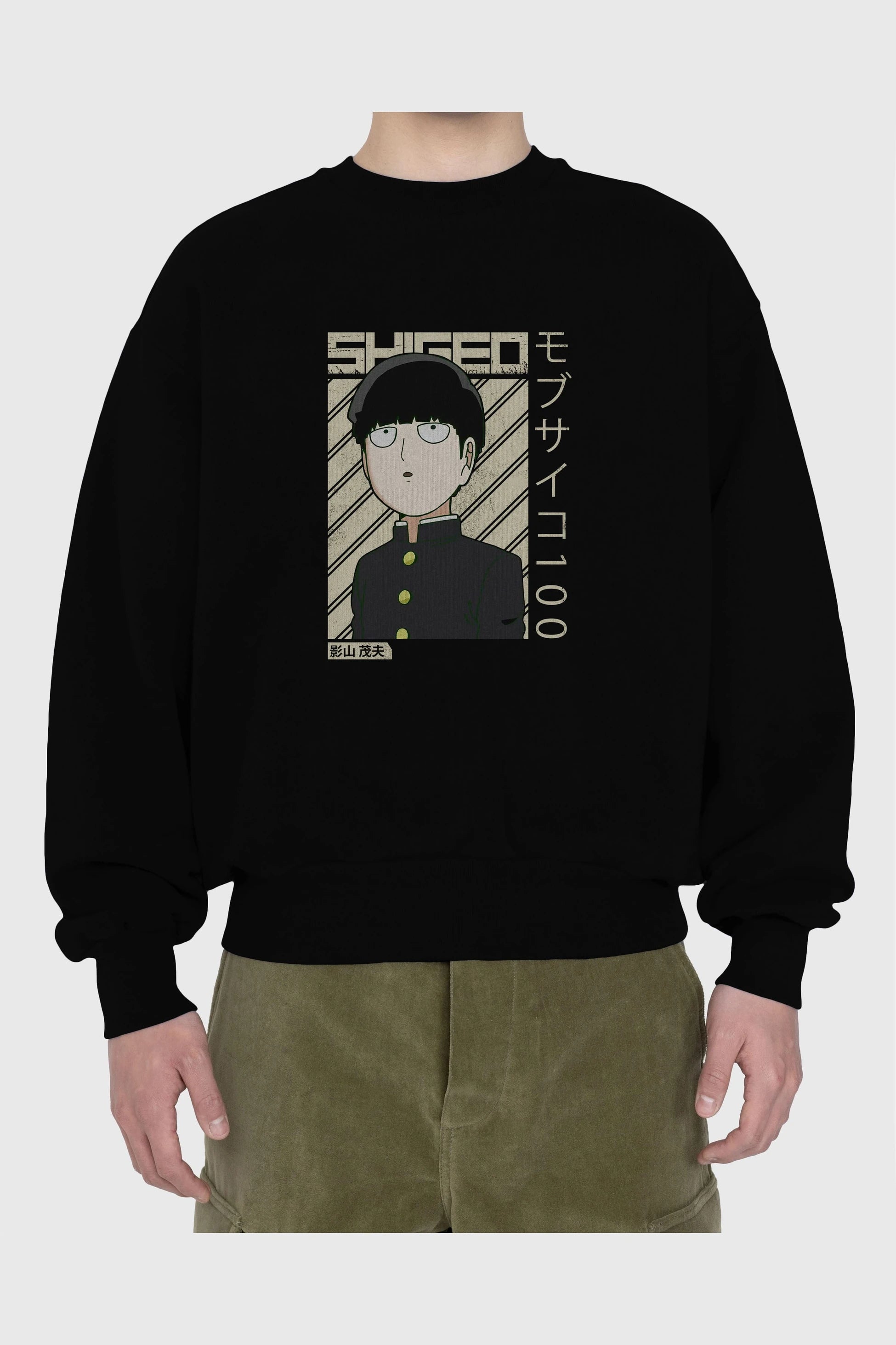 Shigeo Kageyama 2 Anime Ön Baskılı Oversize Sweatshirt Erkek Kadın Unisex