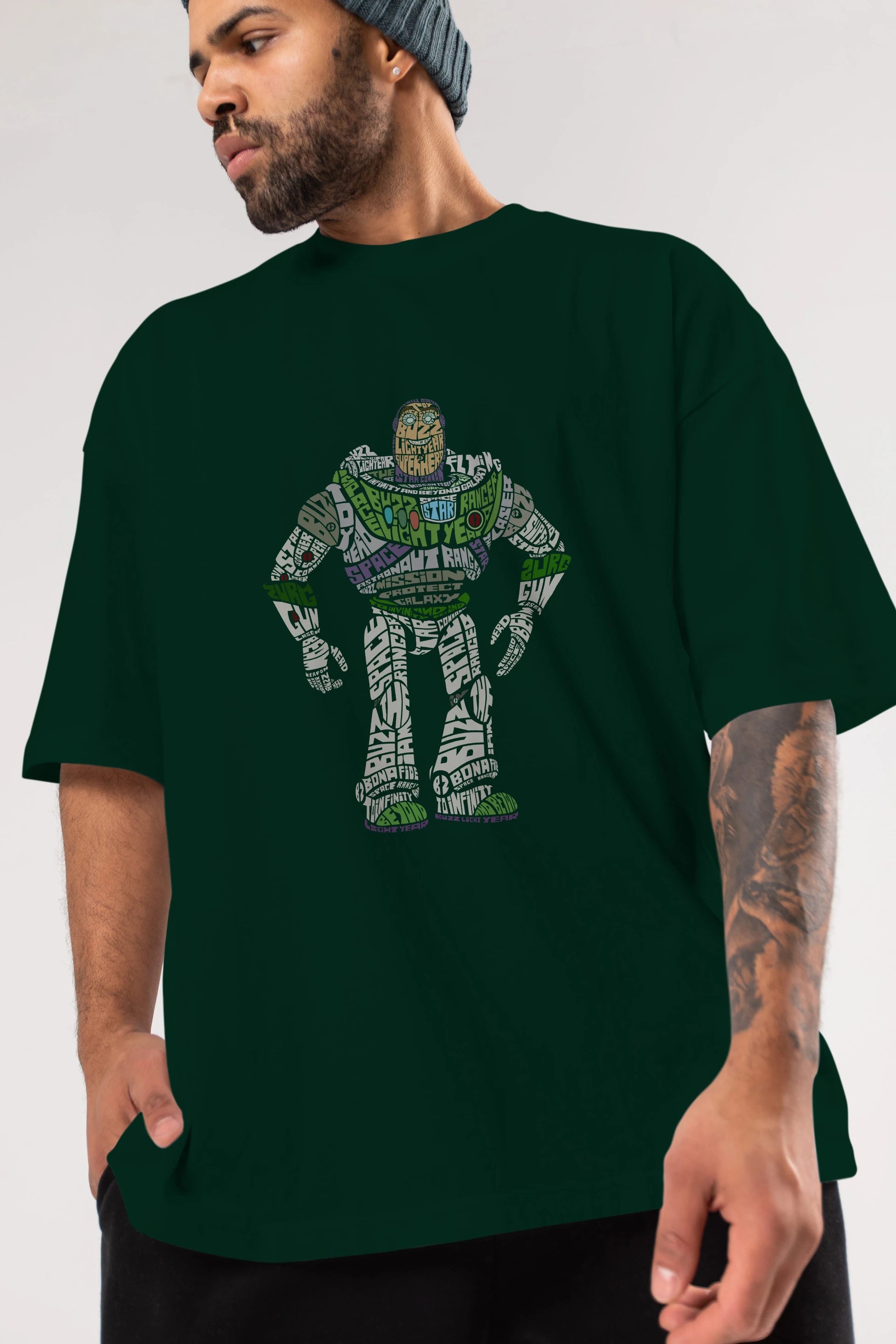 Buzz Ön Baskılı Oversize t-shirt %100 pamuk Erkek Kadın Unisex