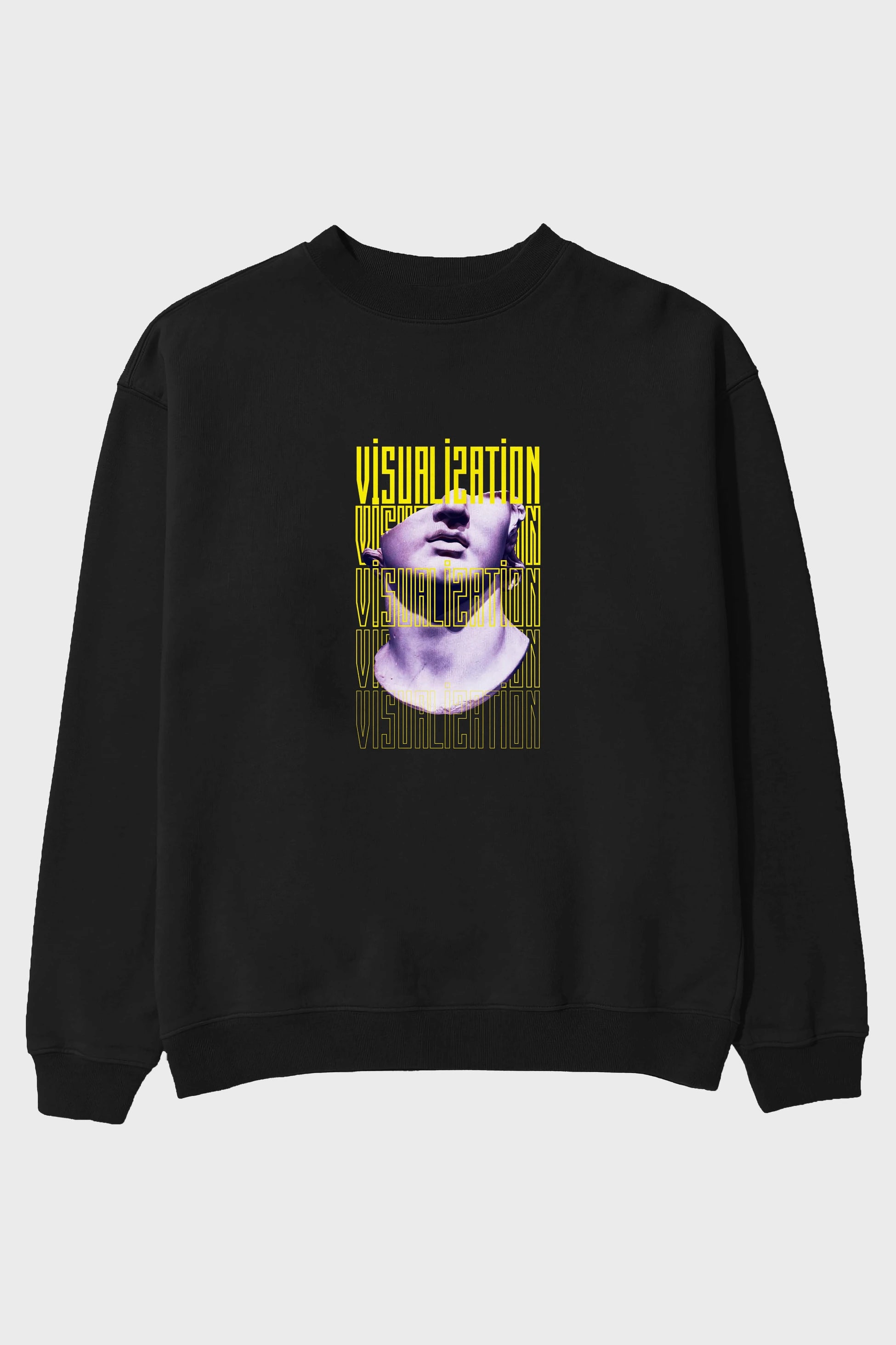 Visualization Yazılı Ön Baskılı Oversize Sweatshirt Erkek Kadın Unisex