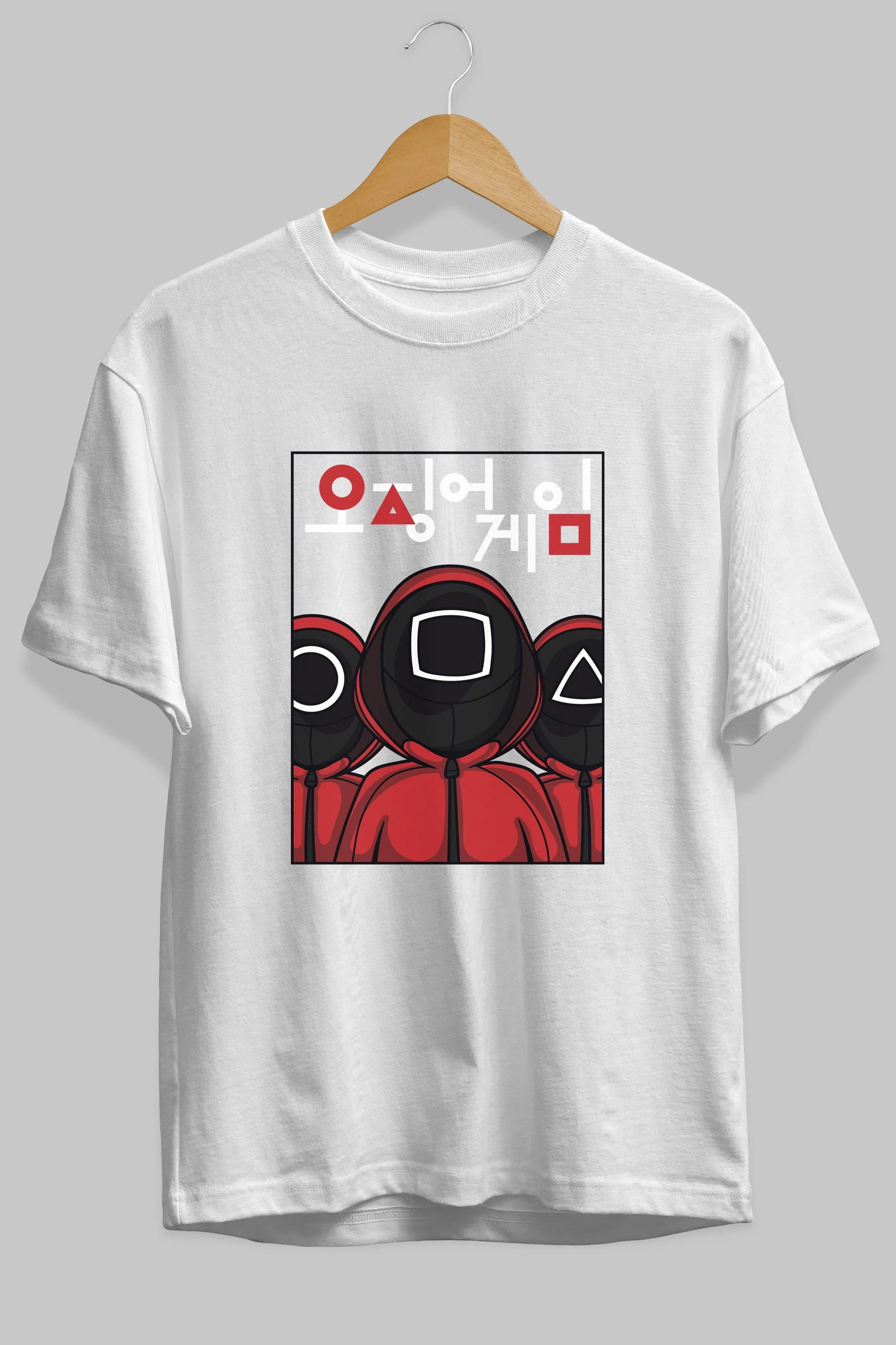Squid Game (7) Ön Baskılı Oversize t-shirt Erkek Kadın Unisex %100 Pamuk Bisiklet Yaka tişort