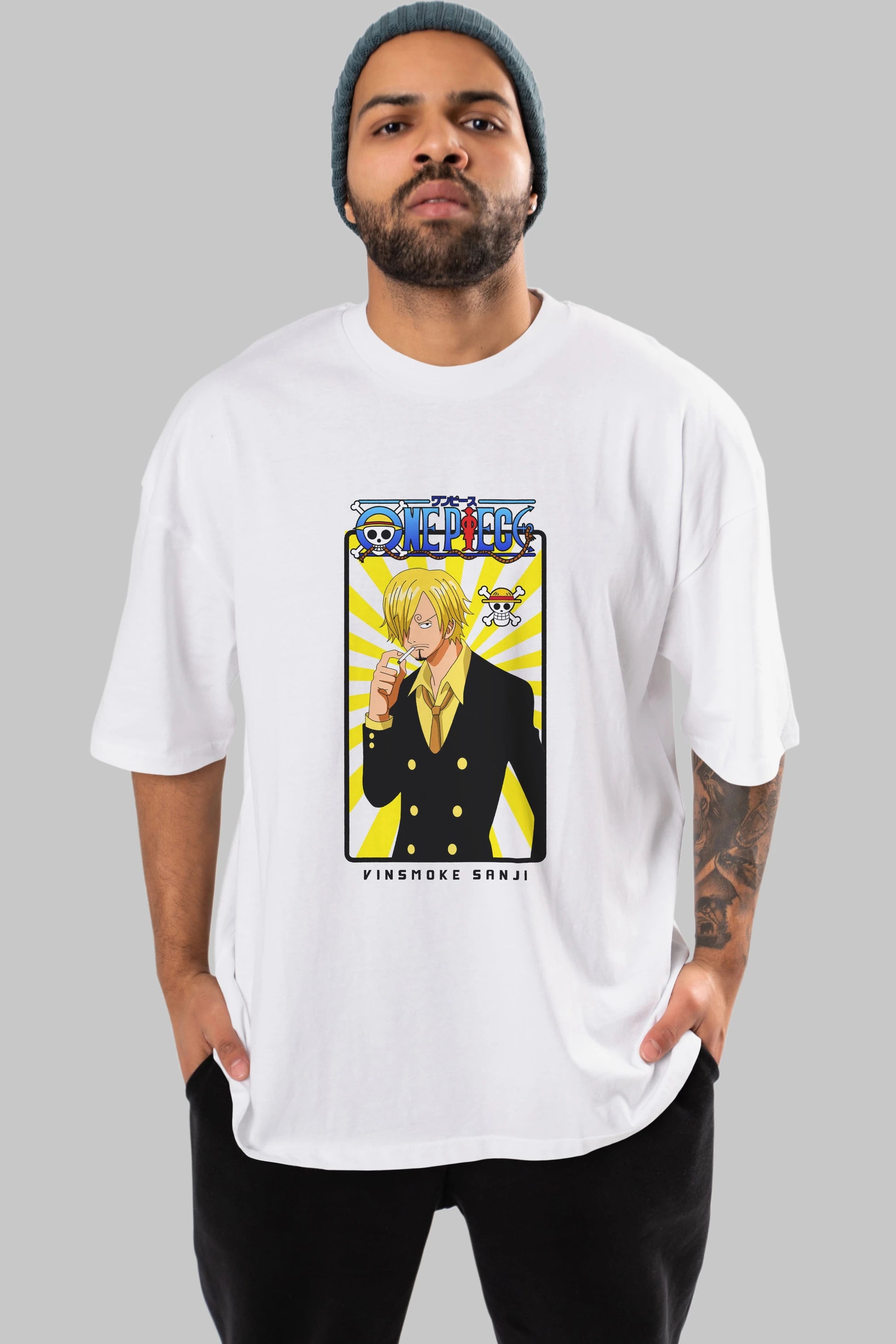 Sanji 4 Anime Ön Baskılı Oversize t-shirt Erkek Kadın Unisex