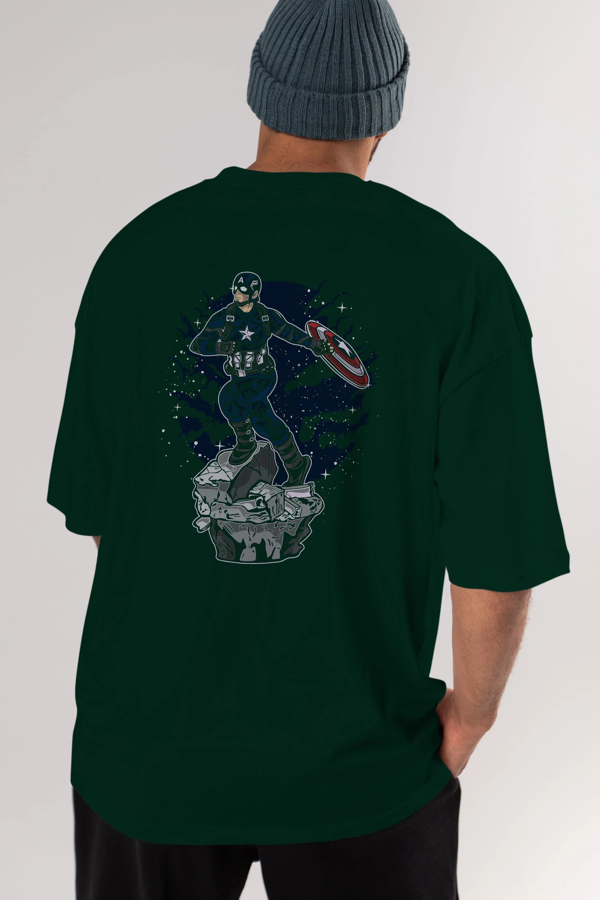 CAPTAIN AMERICA Arka Baskılı Oversize t-shirt Erkek Kadın Unisex %100 Pamuk