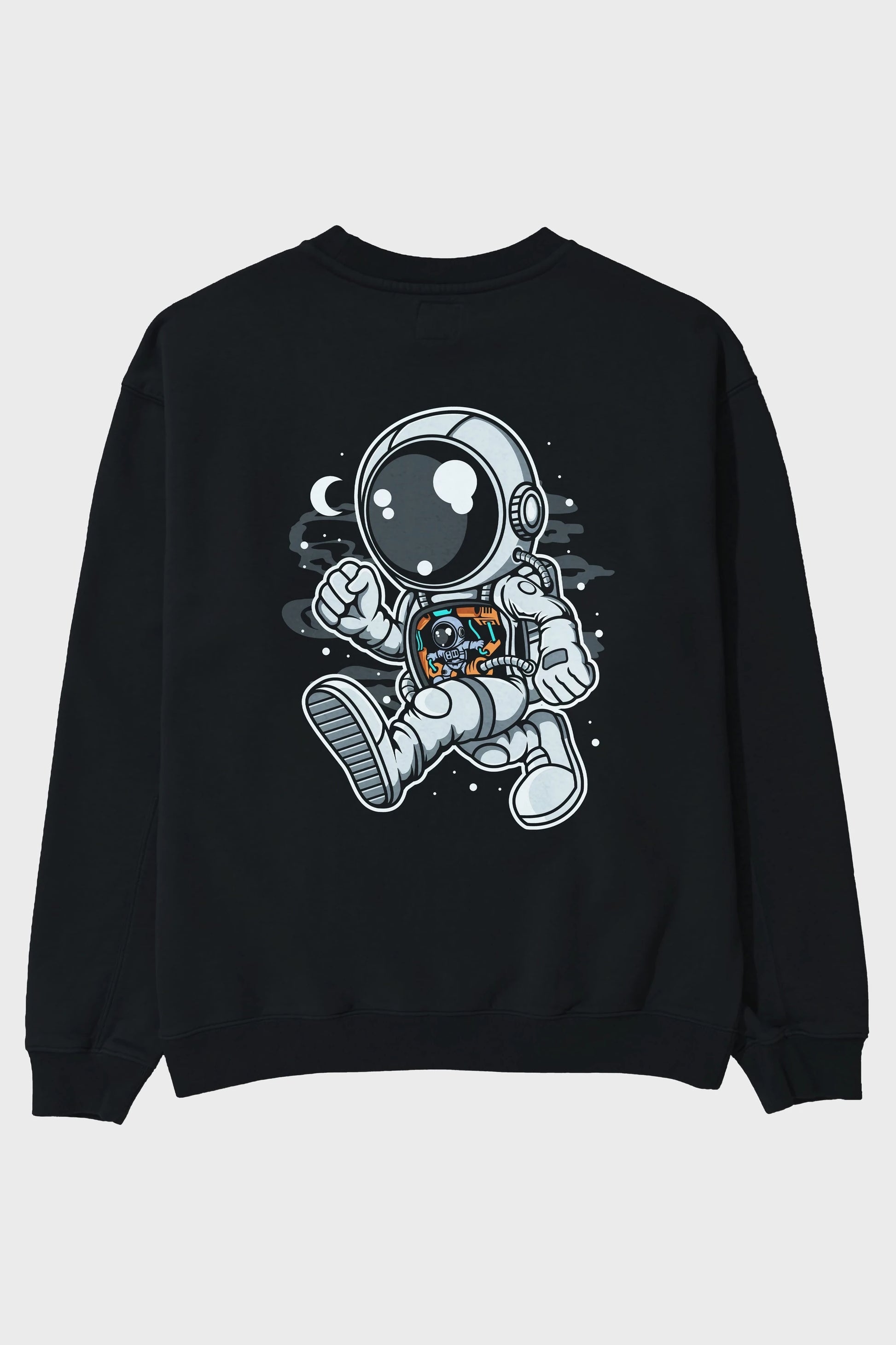 Astronaut Robotic Machine Arka Baskılı Oversize Sweatshirt Erkek Kadın Unisex