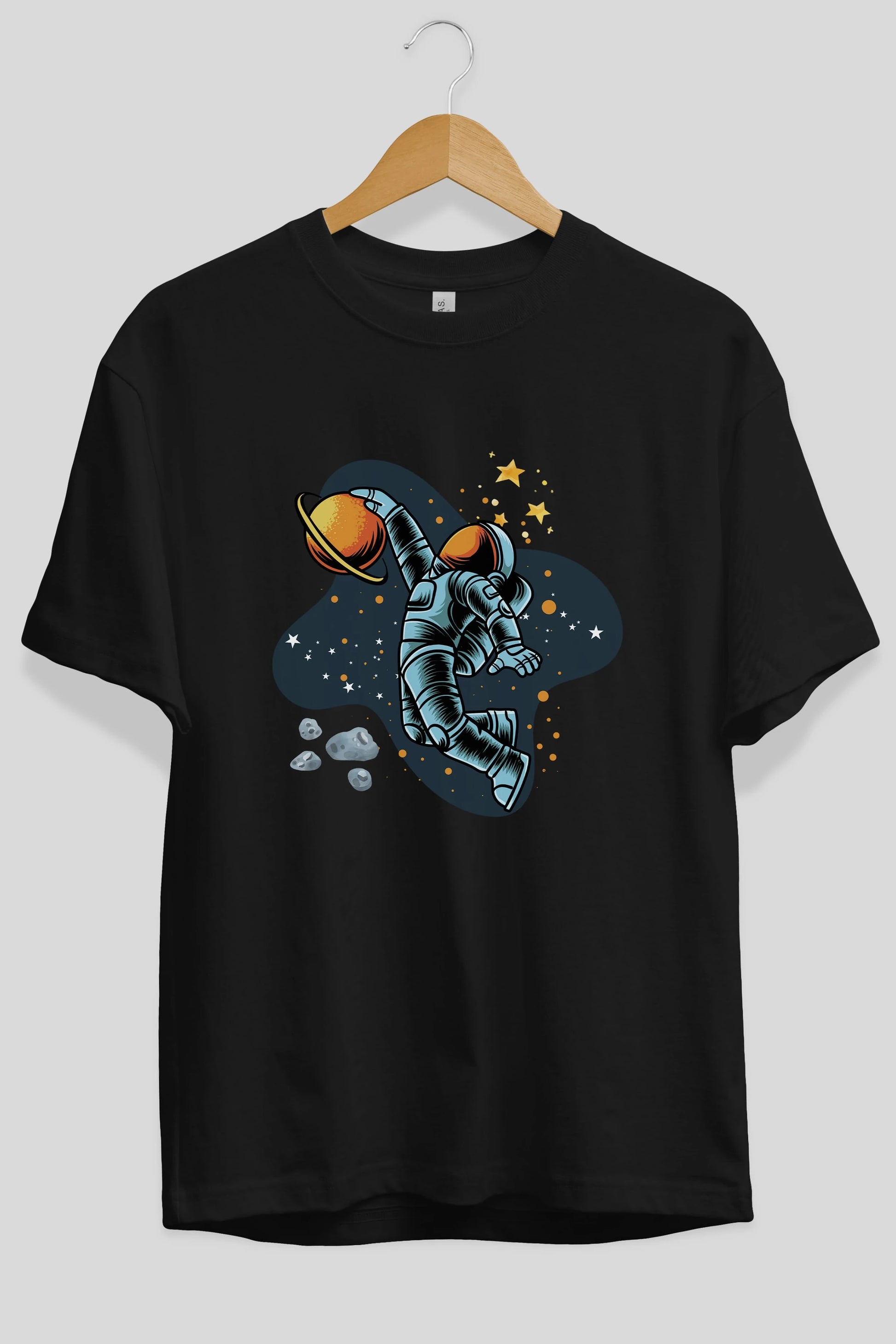 Astronot Basketbol Ön Baskılı Oversize t-shirt Erkek Kadın Unisex