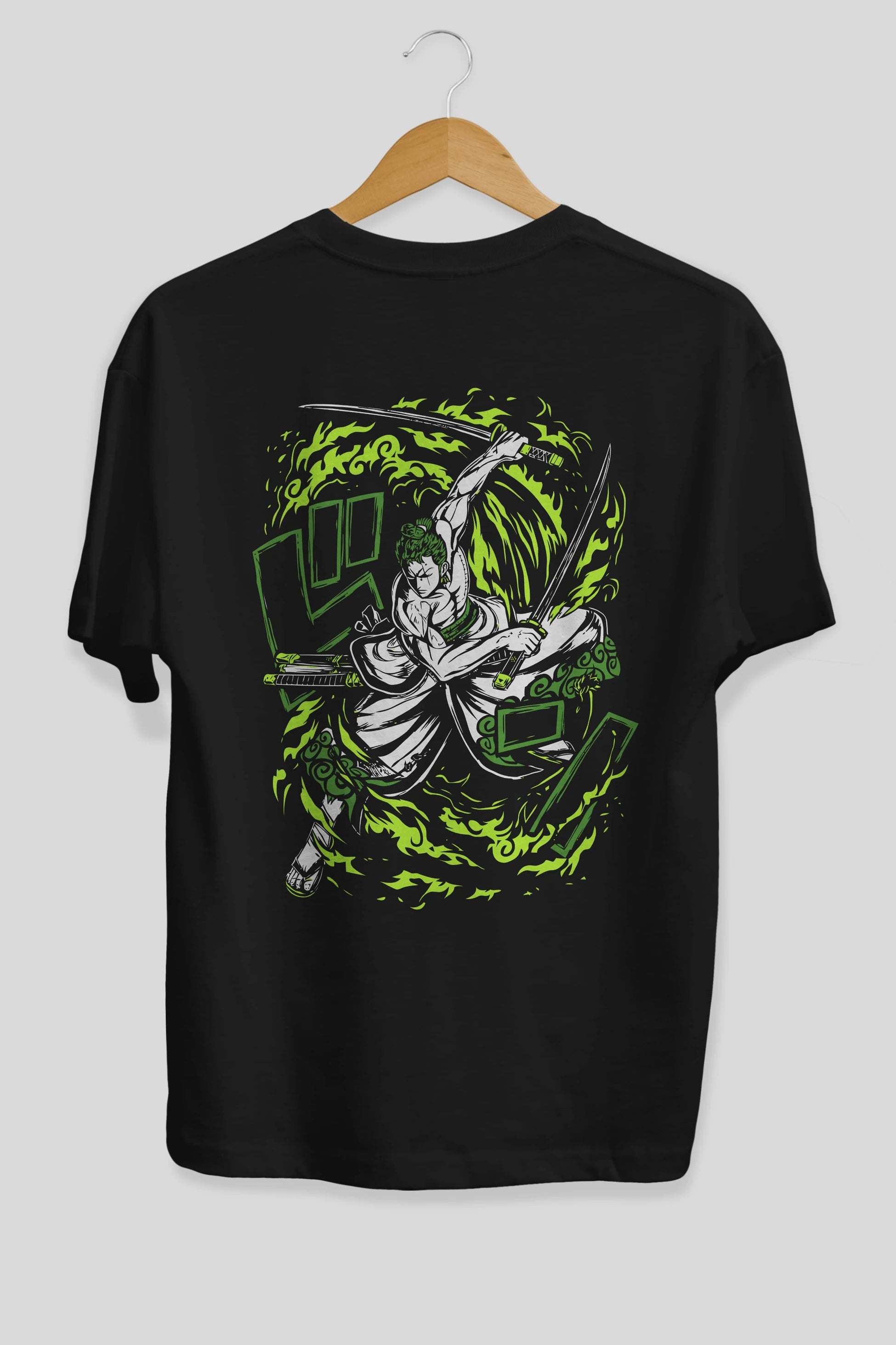 ZORO-ONE PIECE (2) Anime Arka Baskılı Oversize t-shirt Erkek Kadın Unisex