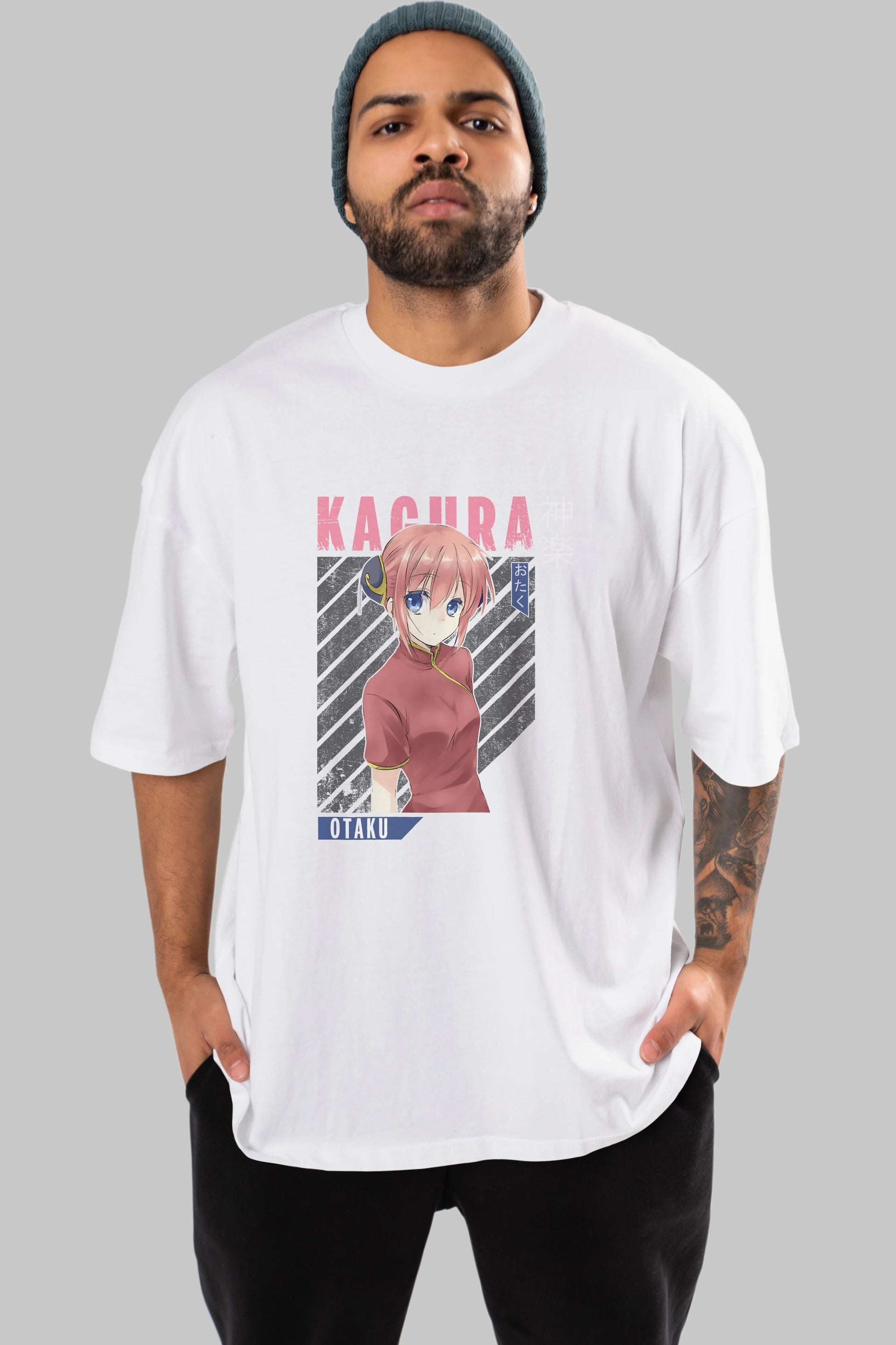 Kagura GINTAMA Anime Ön Baskılı Oversize t-shirt %100 pamuk Erkek Kadın Unisex