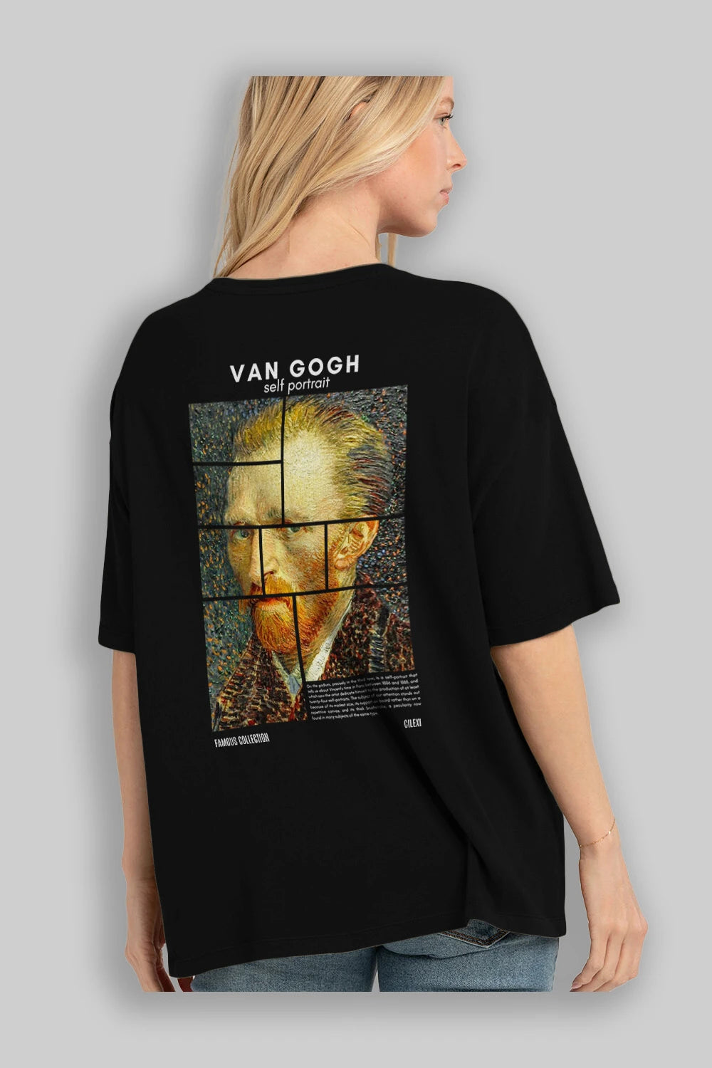 Van Gogh Self Portrait Arka Baskılı Oversize t-shirt Erkek Kadın Bisiklet Yaka Pamuk tişort