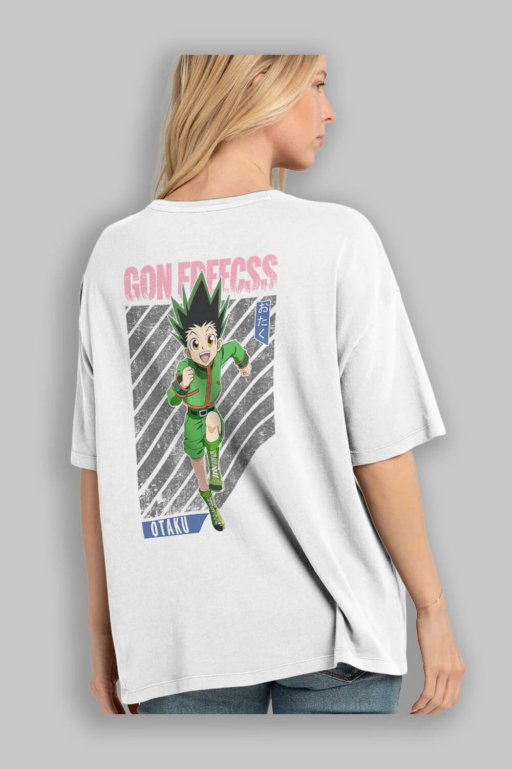 Gon Freecss HUNTER X HUNTER Anime Arka Baskılı Oversize t-shirt Erkek Kadın Unisex
