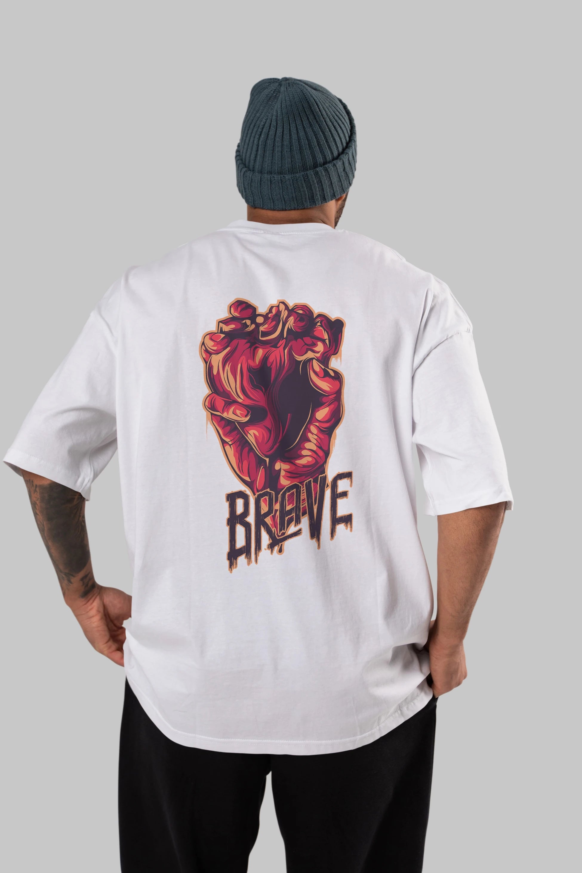 Brave Streetwear Arka Baskılı Oversize t-shirt Erkek Kadın Unisex