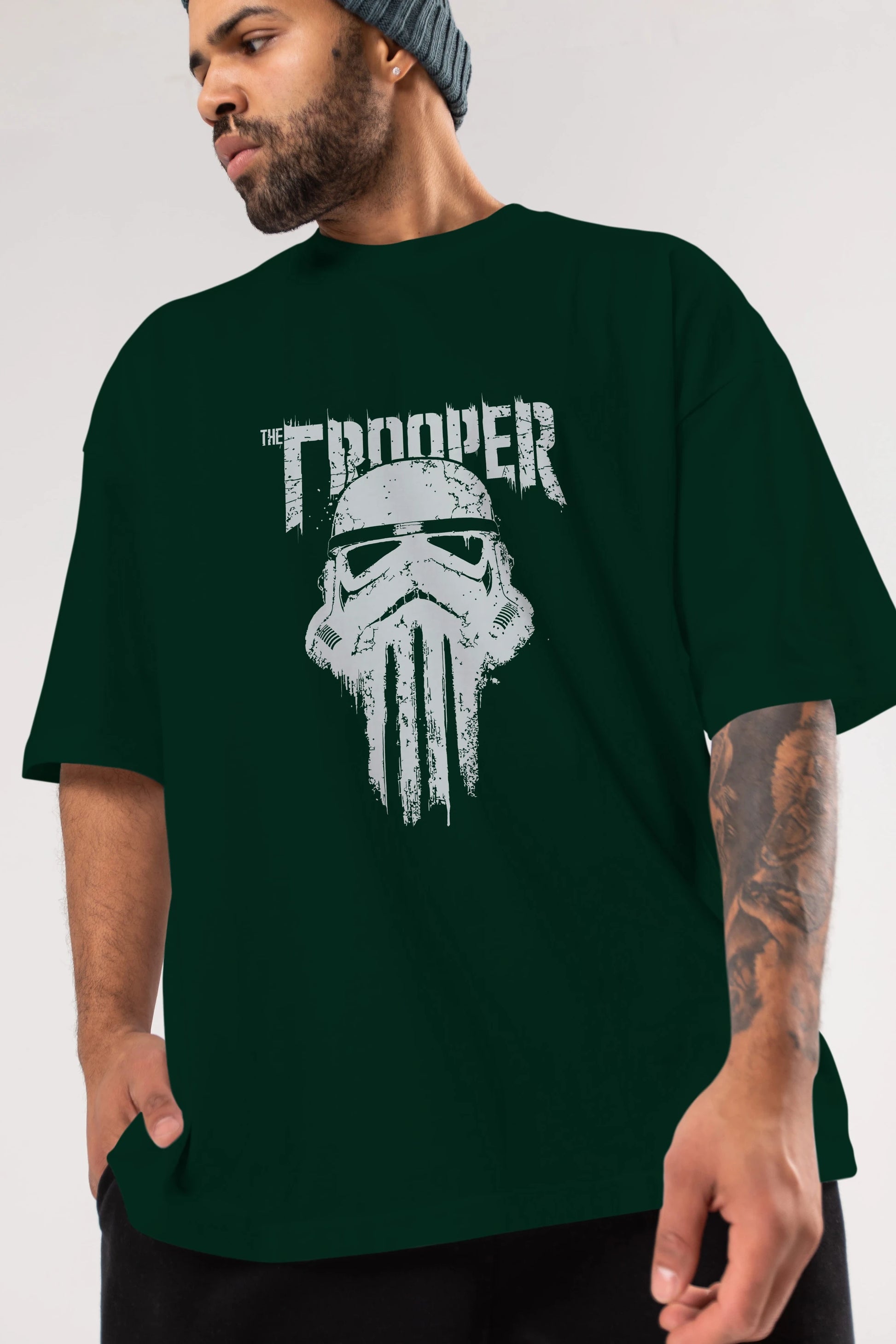 The Trooper Ön Baskılı Oversize t-shirt Erkek Kadın Unisex %100 Pamuk Bisiklet Yaka tişort