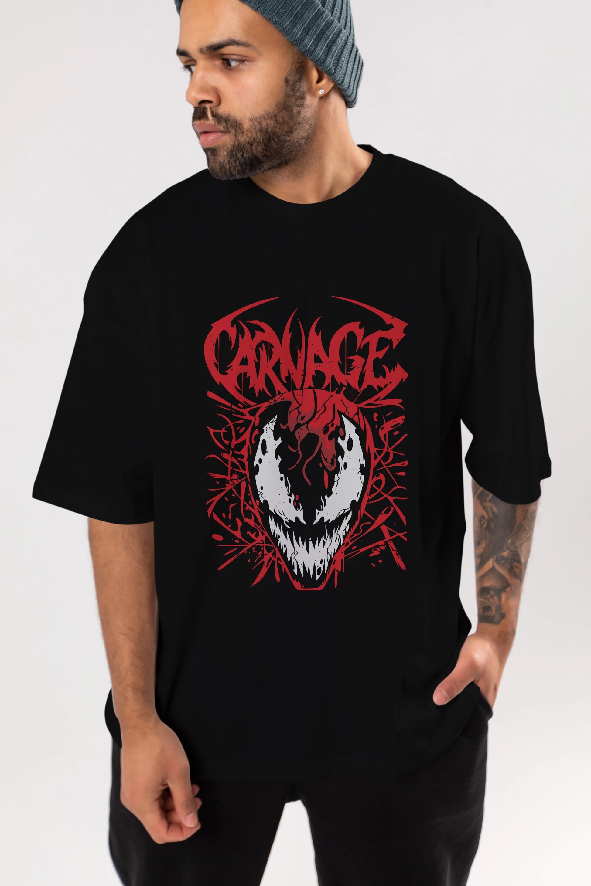 Venom (22) Ön Baskılı Oversize t-shirt Erkek Kadın Unisex %100 Pamuk Bisiklet Yaka tişort