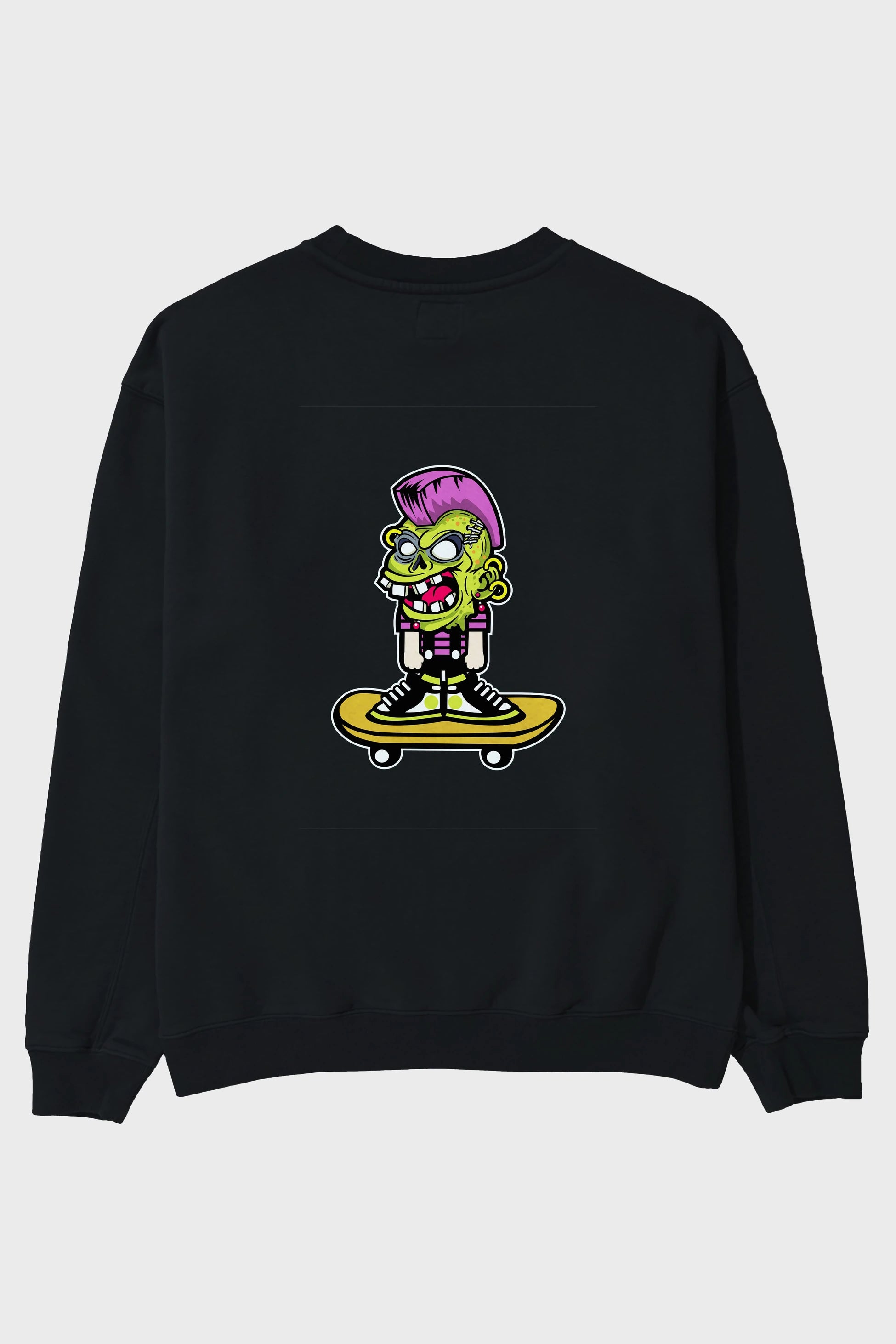 Zombie Punk Skater Arka Baskılı Oversize Sweatshirt Erkek Kadın Unisex