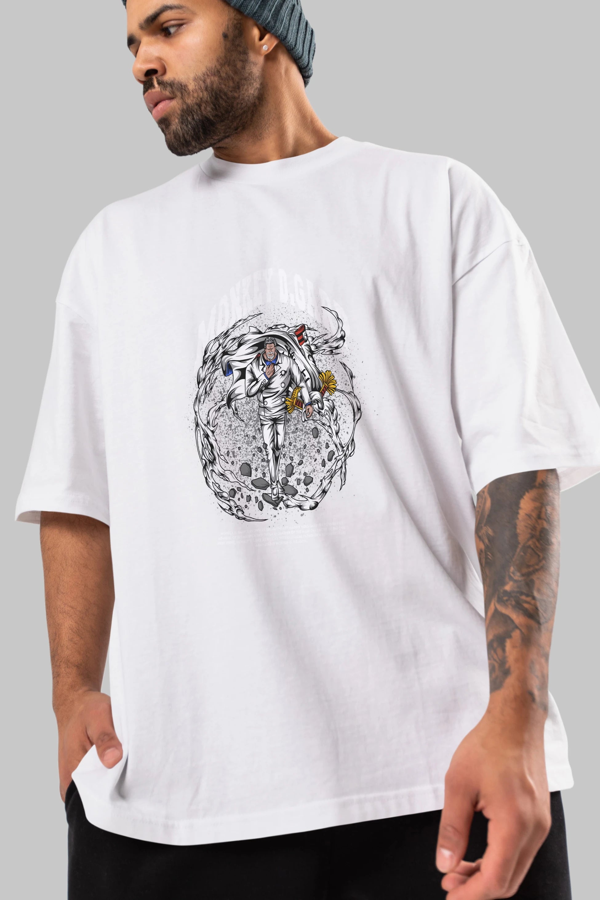 Monkey D. Garp Anime Ön Baskılı Oversize t-shirt %100 pamuk Erkek Kadın Unisex
