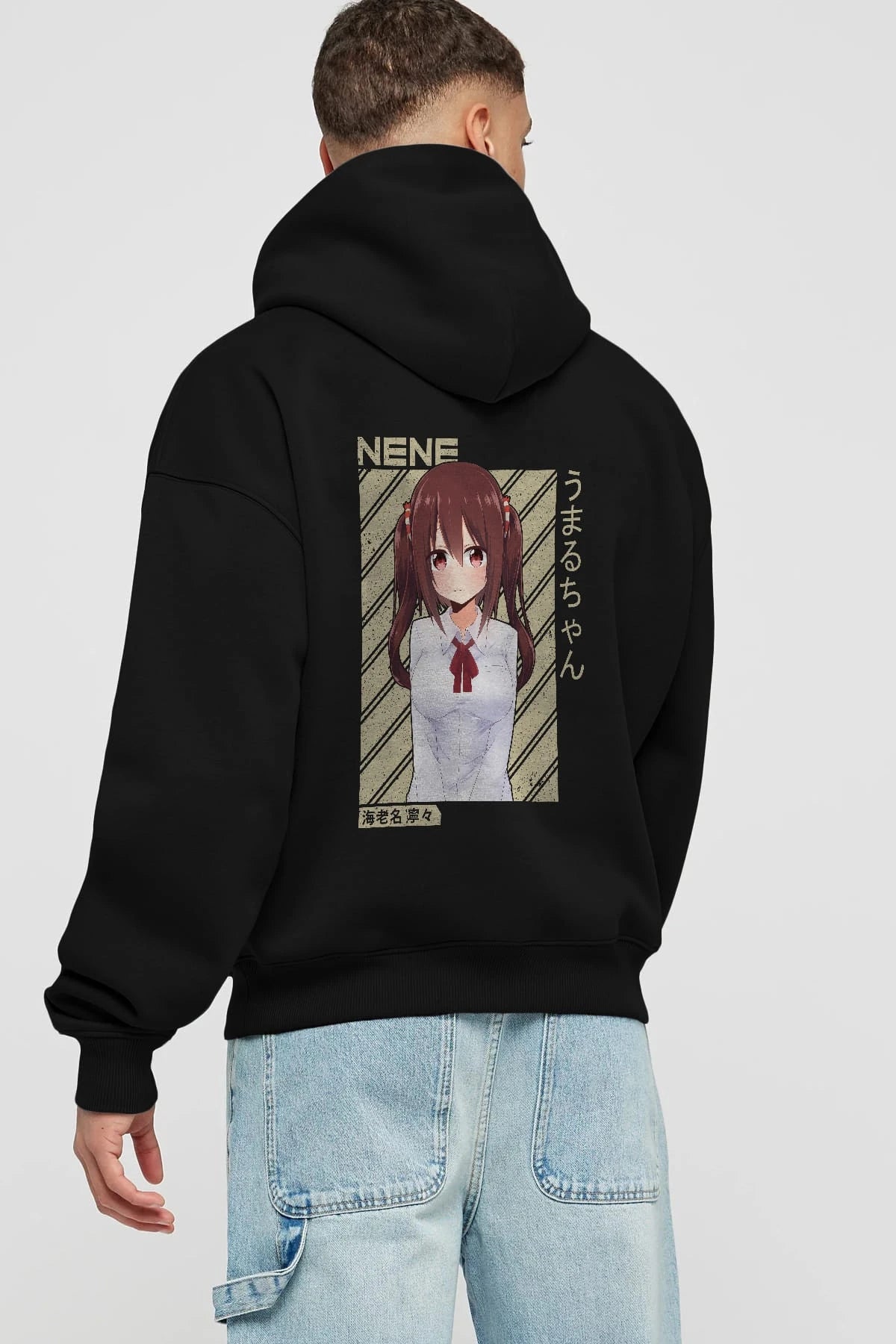 Nene Ebina 1 Anime Arka Baskılı Hoodie Oversize Kapüşonlu Sweatshirt Erkek Kadın Unisex