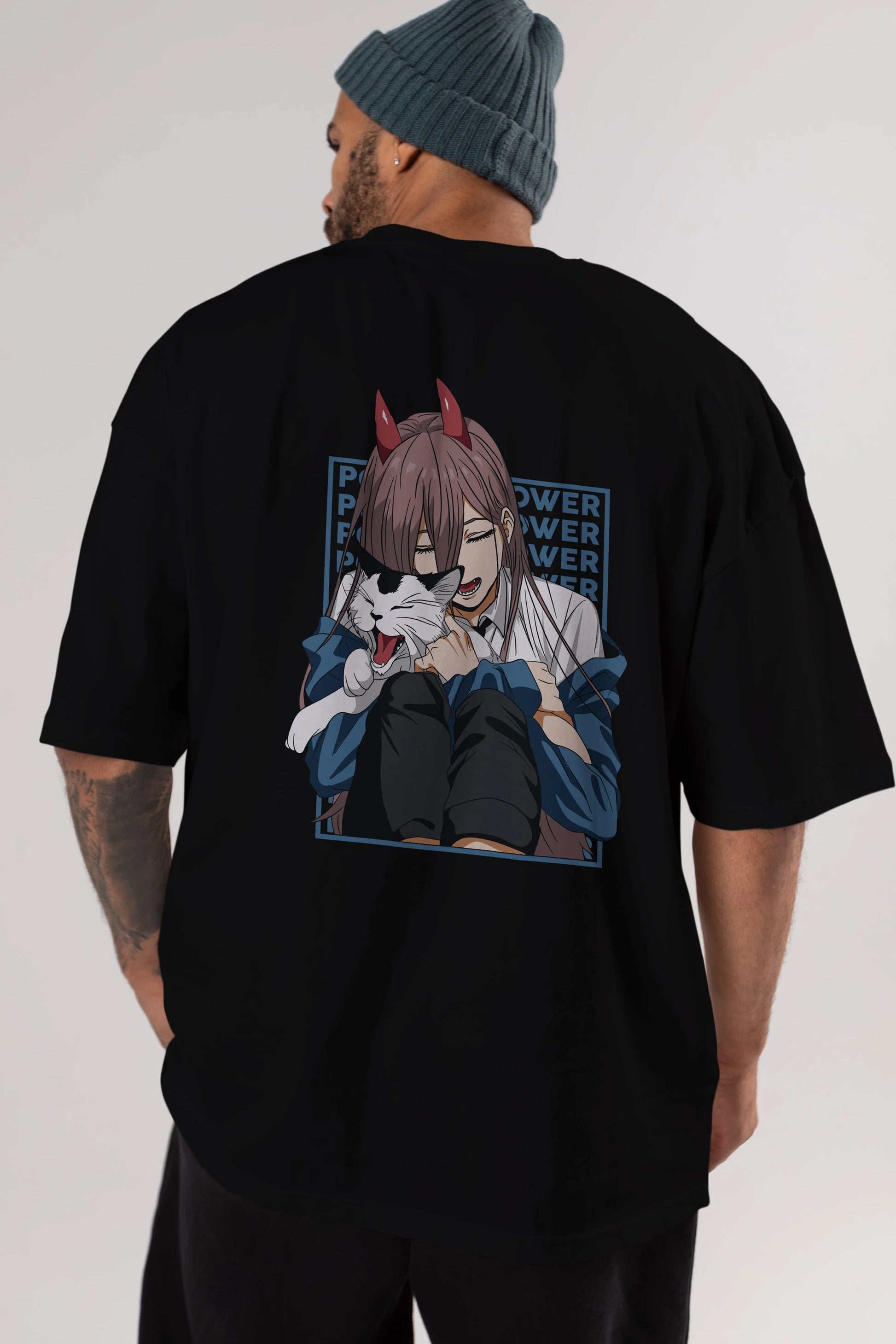 POWER CHAINSAWMAN Anime Arka Baskılı Oversize t-shirt Erkek Kadın Unisex