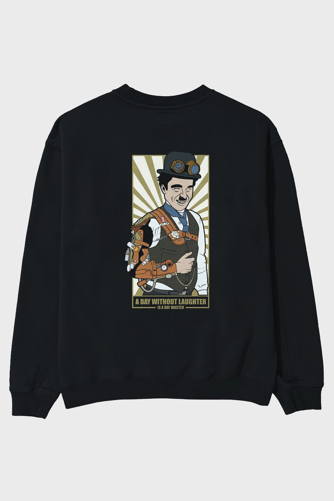 Steampunk Chaplin Arka Baskılı Oversize Sweatshirt Erkek Kadın Unisex