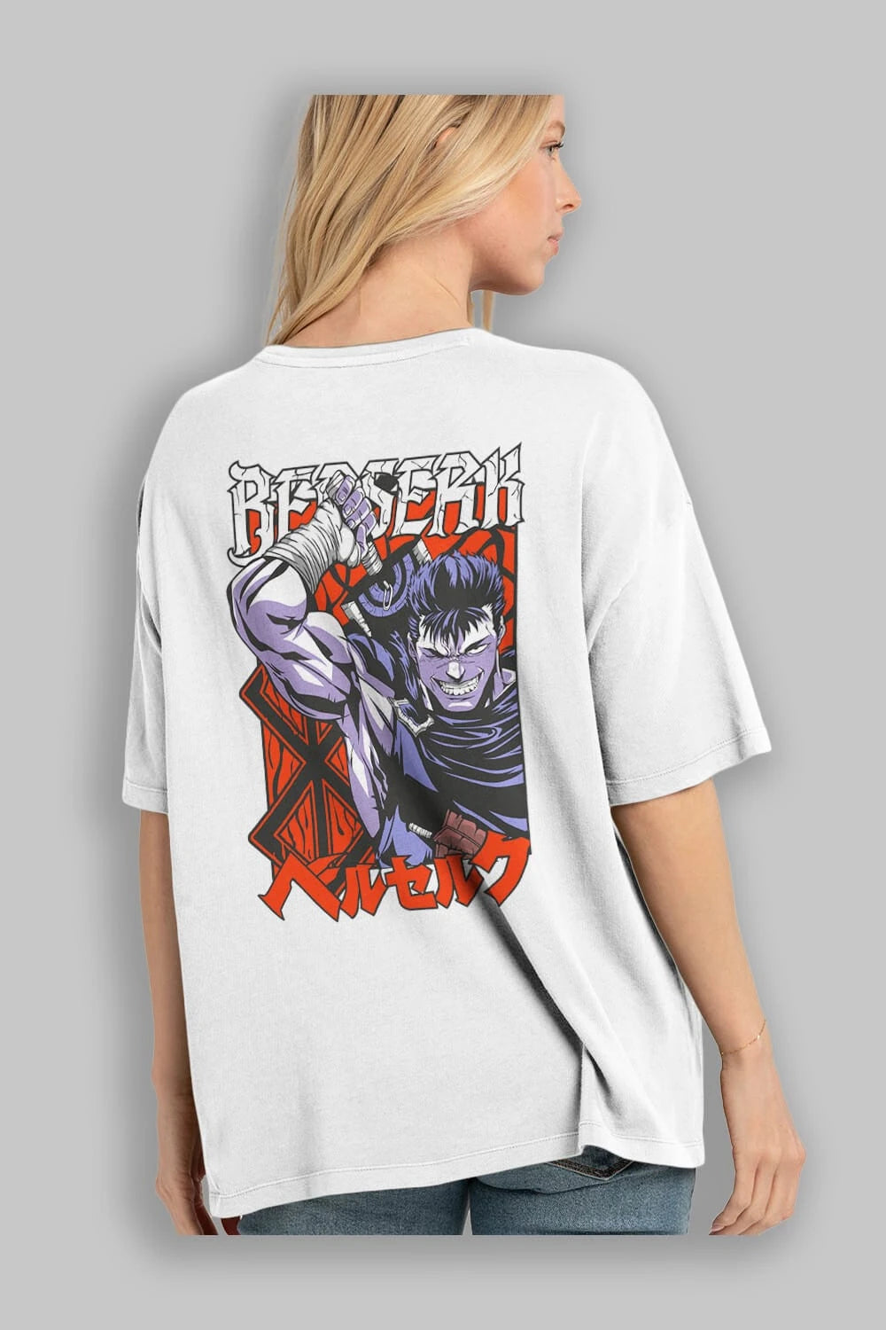 GUTS berserk Anime Arka Baskılı Oversize t-shirt Erkek Kadın Unisex