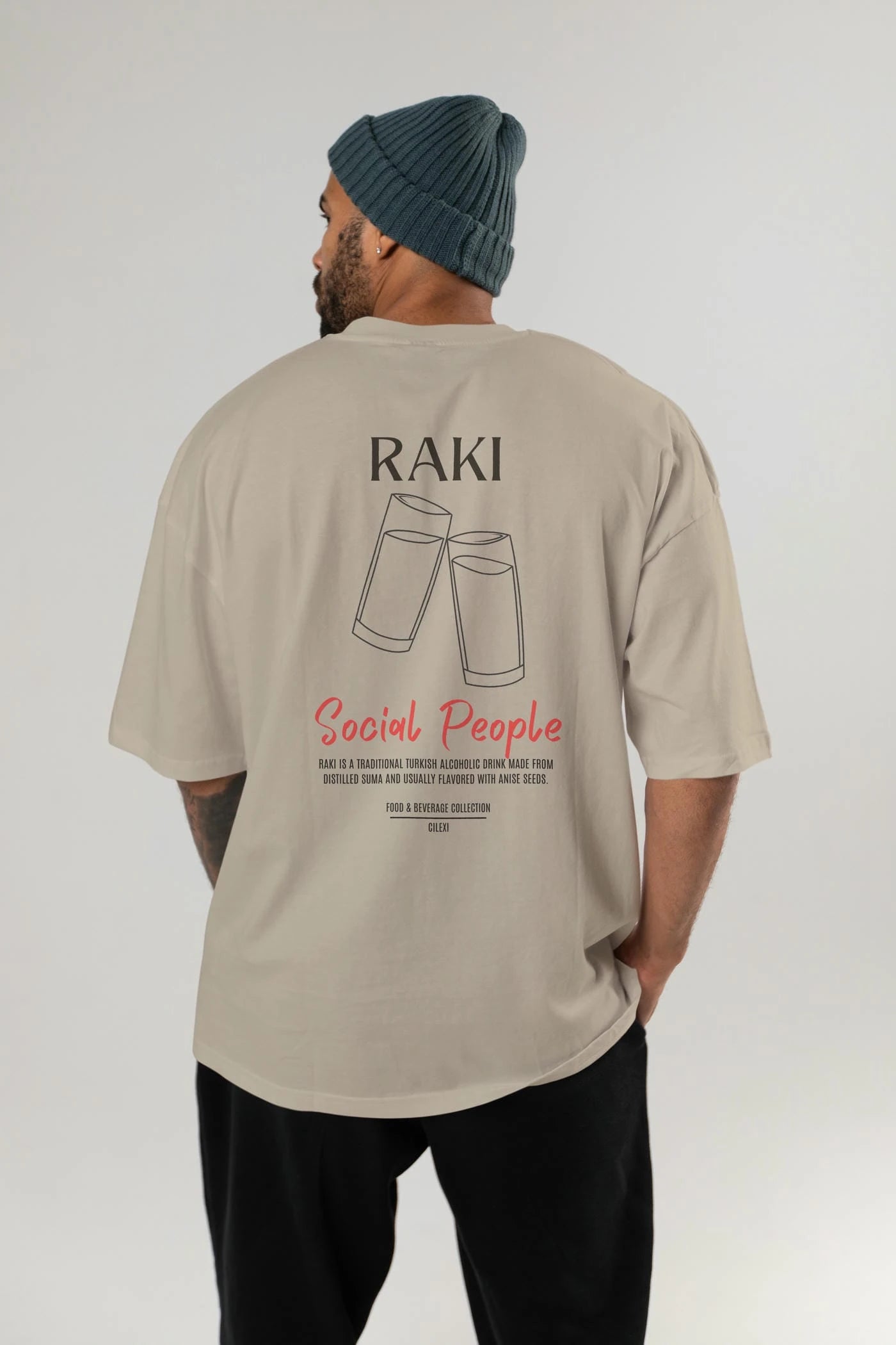 Rakı Kokteyl Serisi Baskılı Oversize t-shirt Erkek Kadın Unisex %100 Pamuk Bisiklet Yaka tişort