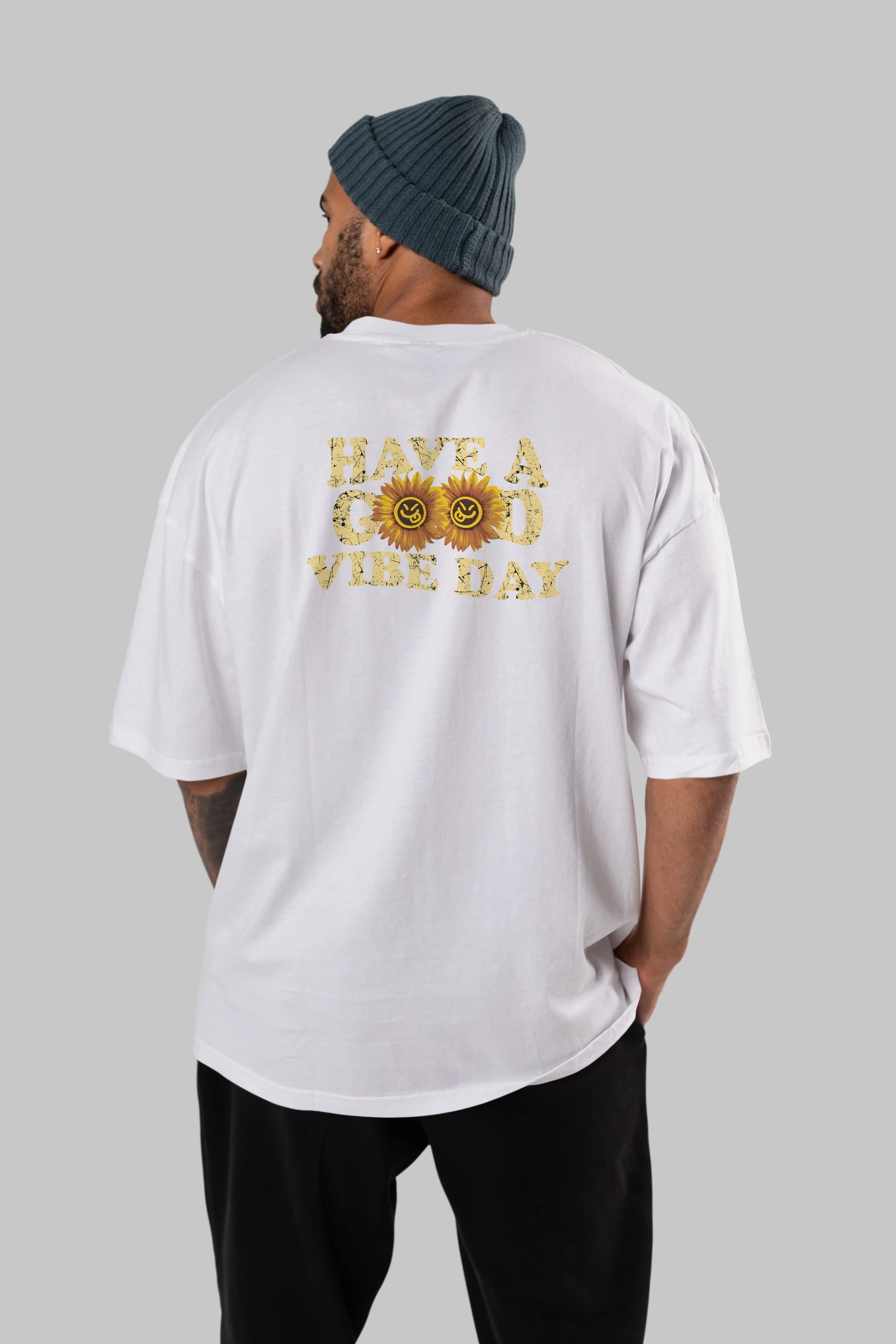Have a Good Vibe Day Arka Baskılı Oversize t-shirt Erkek Kadın Unisex