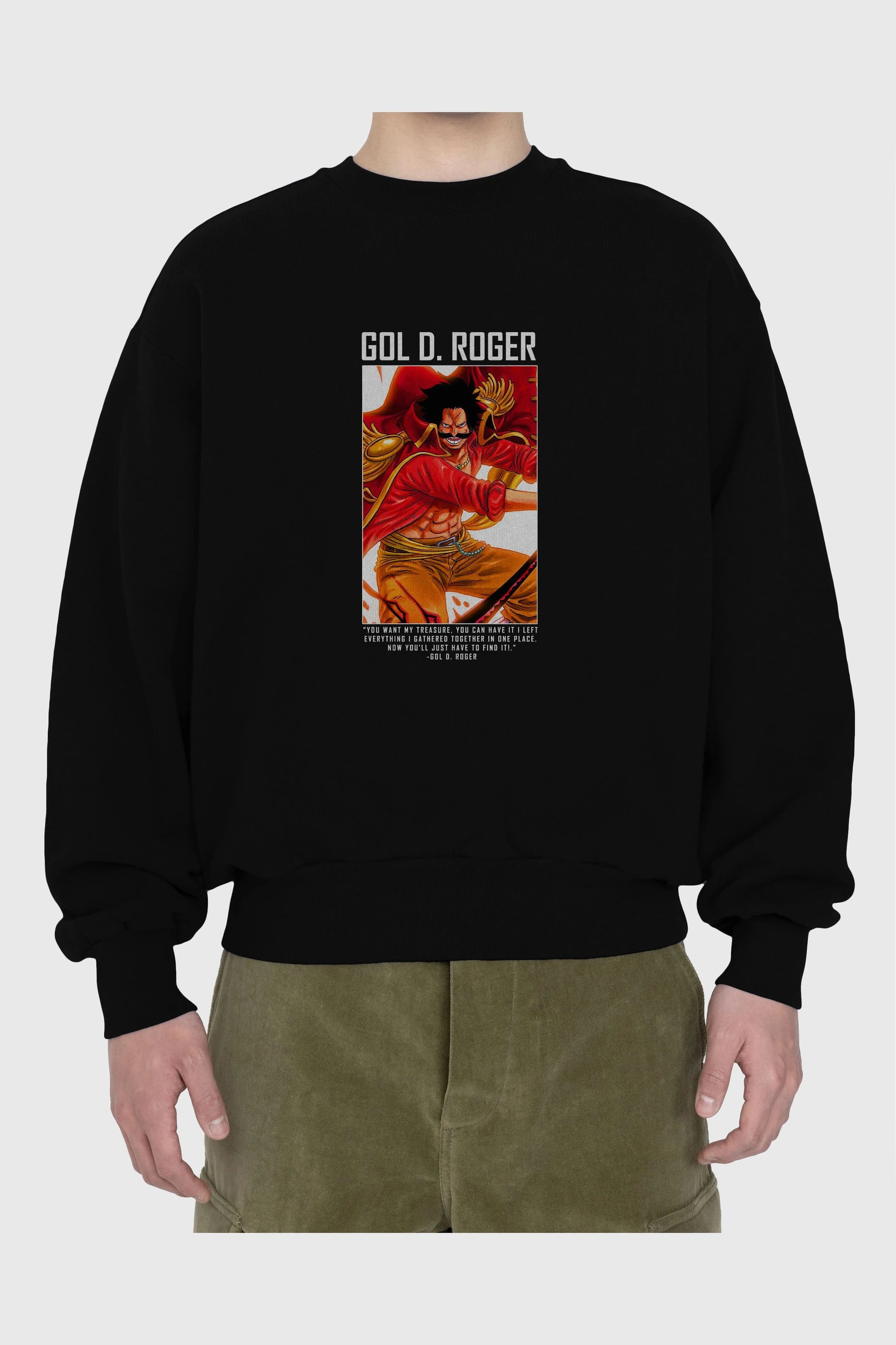 Gol D. Roger Ön Baskılı Anime Oversize Sweatshirt Erkek Kadın Unisex