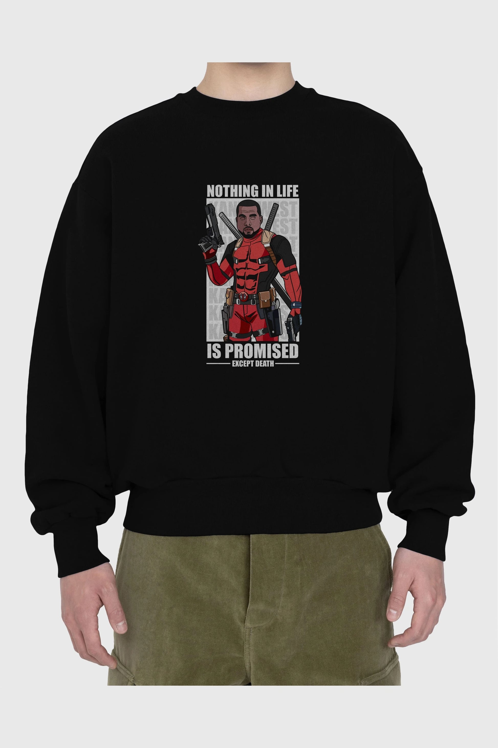 Kanye West Deadpool Ön Baskılı Oversize Sweatshirt Erkek Kadın Unisex